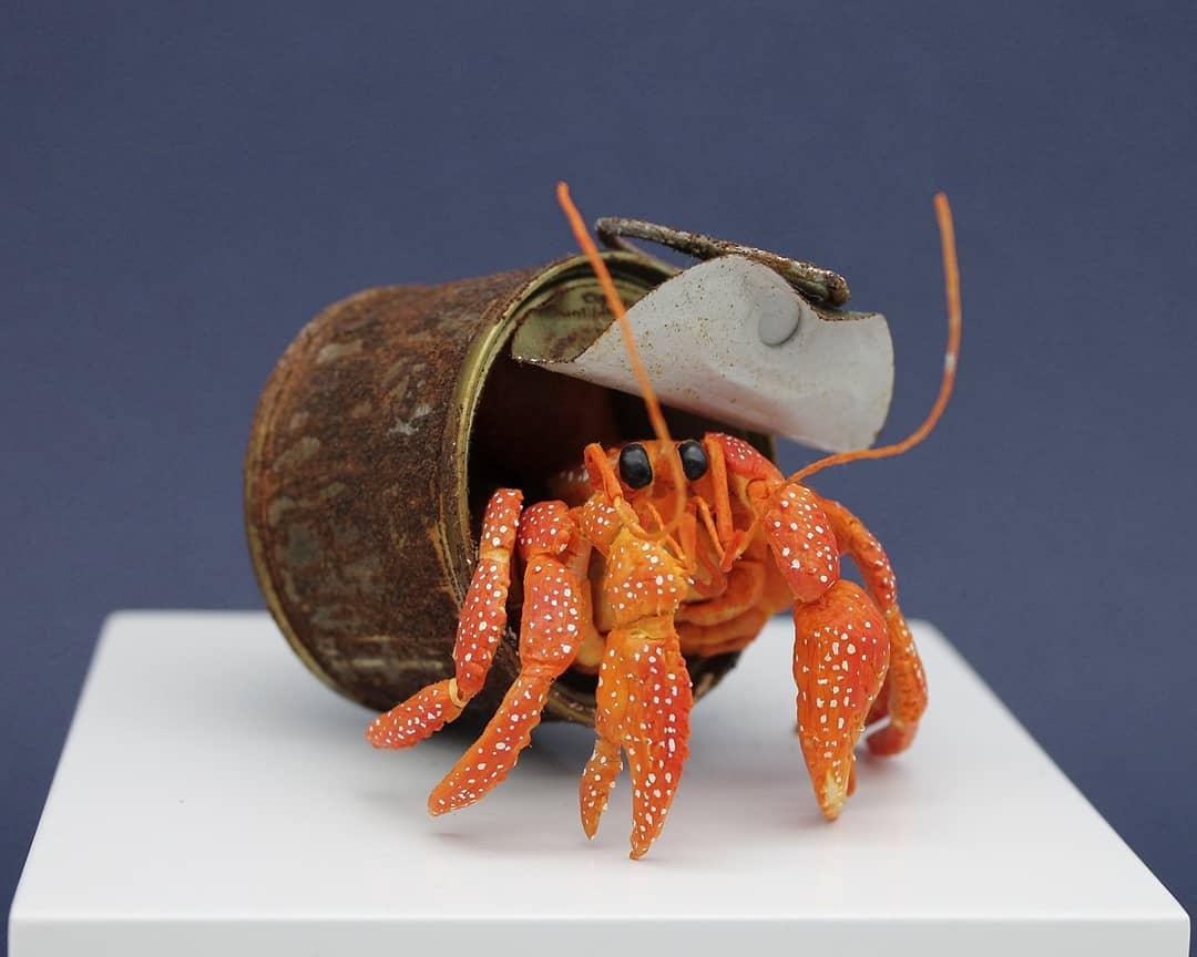 Ocean Pollution: realistic paper sculptures of animals threatened by pollution by Tina Kraus