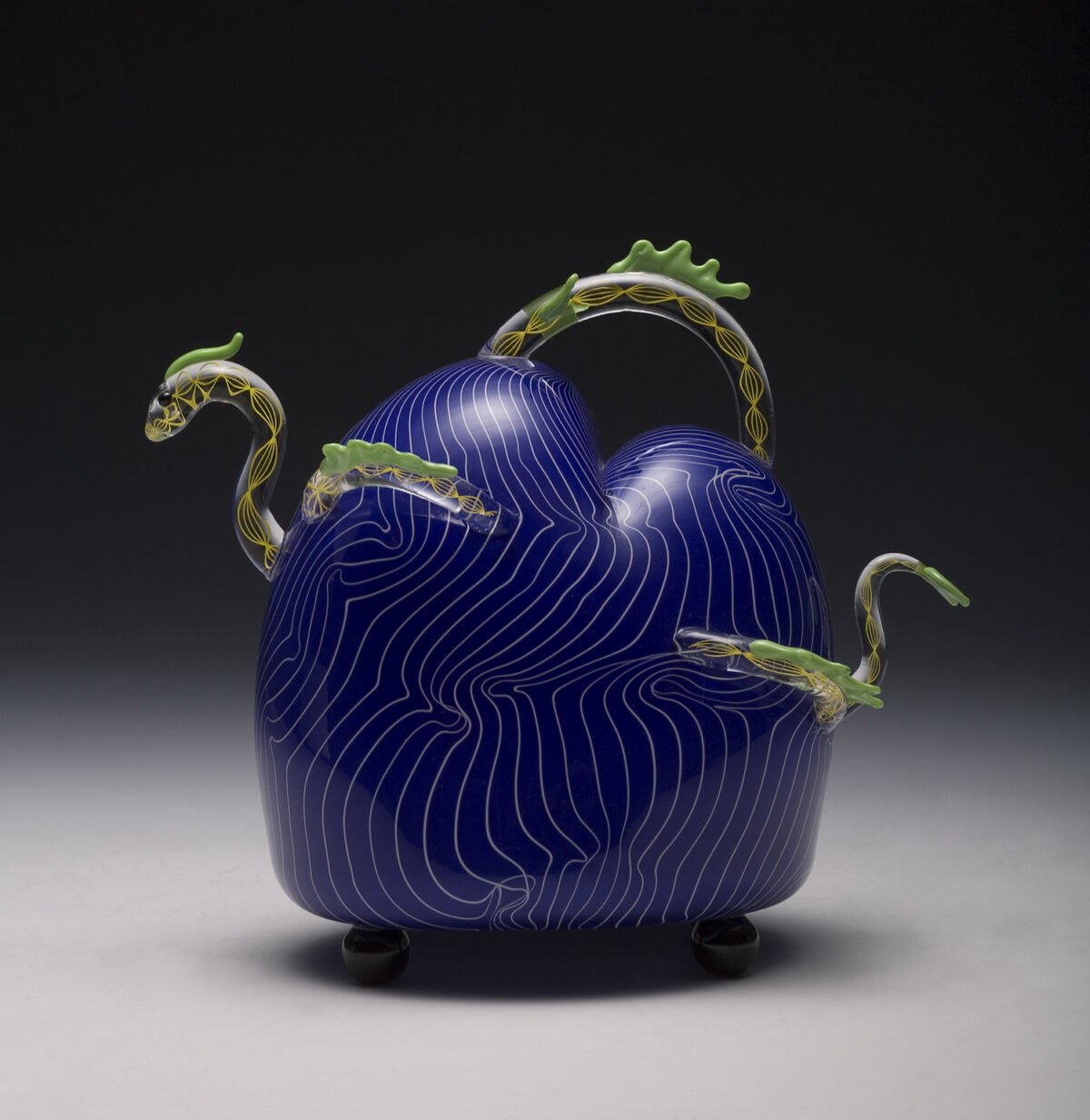 Nessie Teapot Gorgeous Animal Glass Sculptures With Vibrant Colors By Claire Kelly
