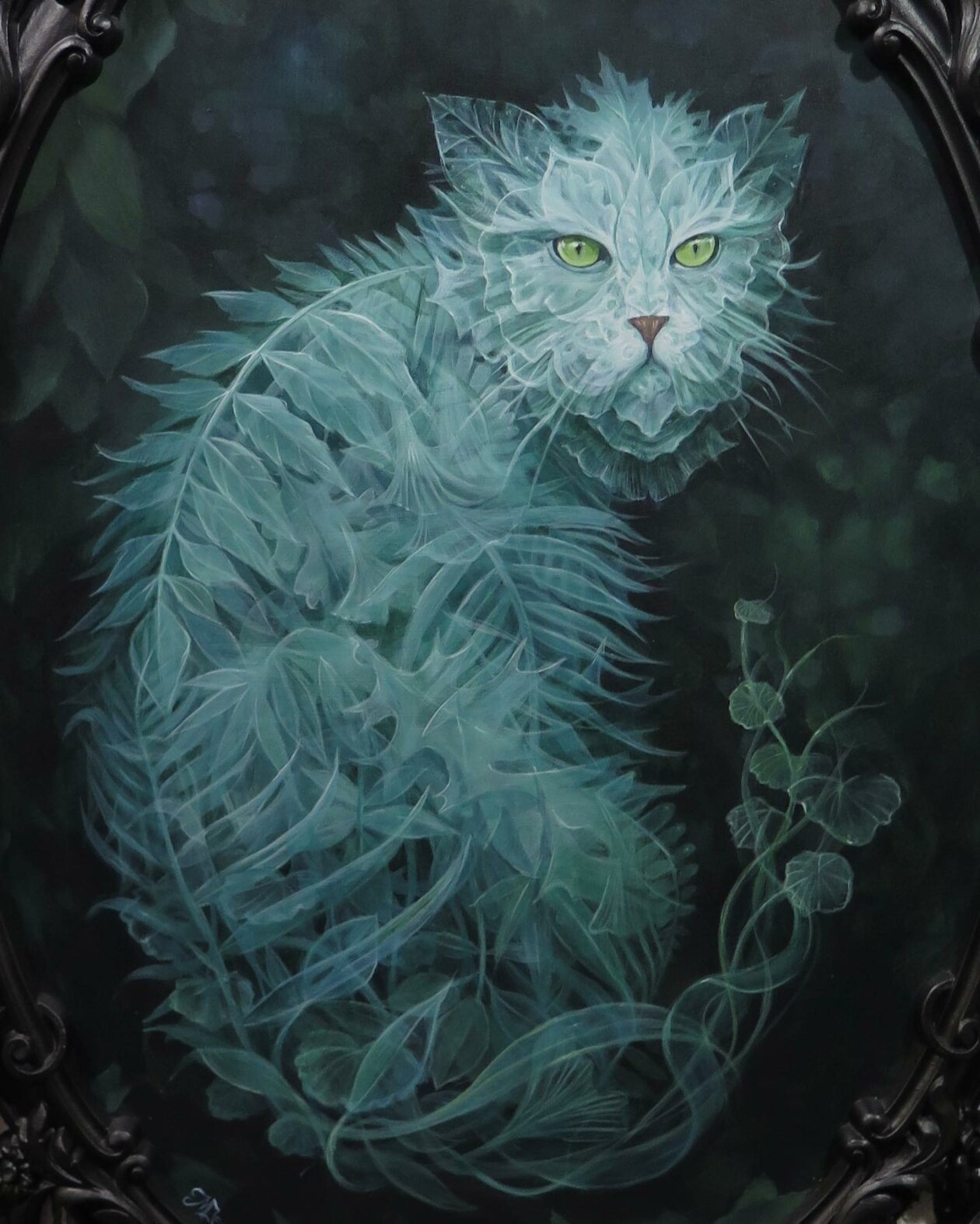 Surrealistic Portrait Paintings Of Animals Composed Of Translucent Botanics By Molly Devlin (10)