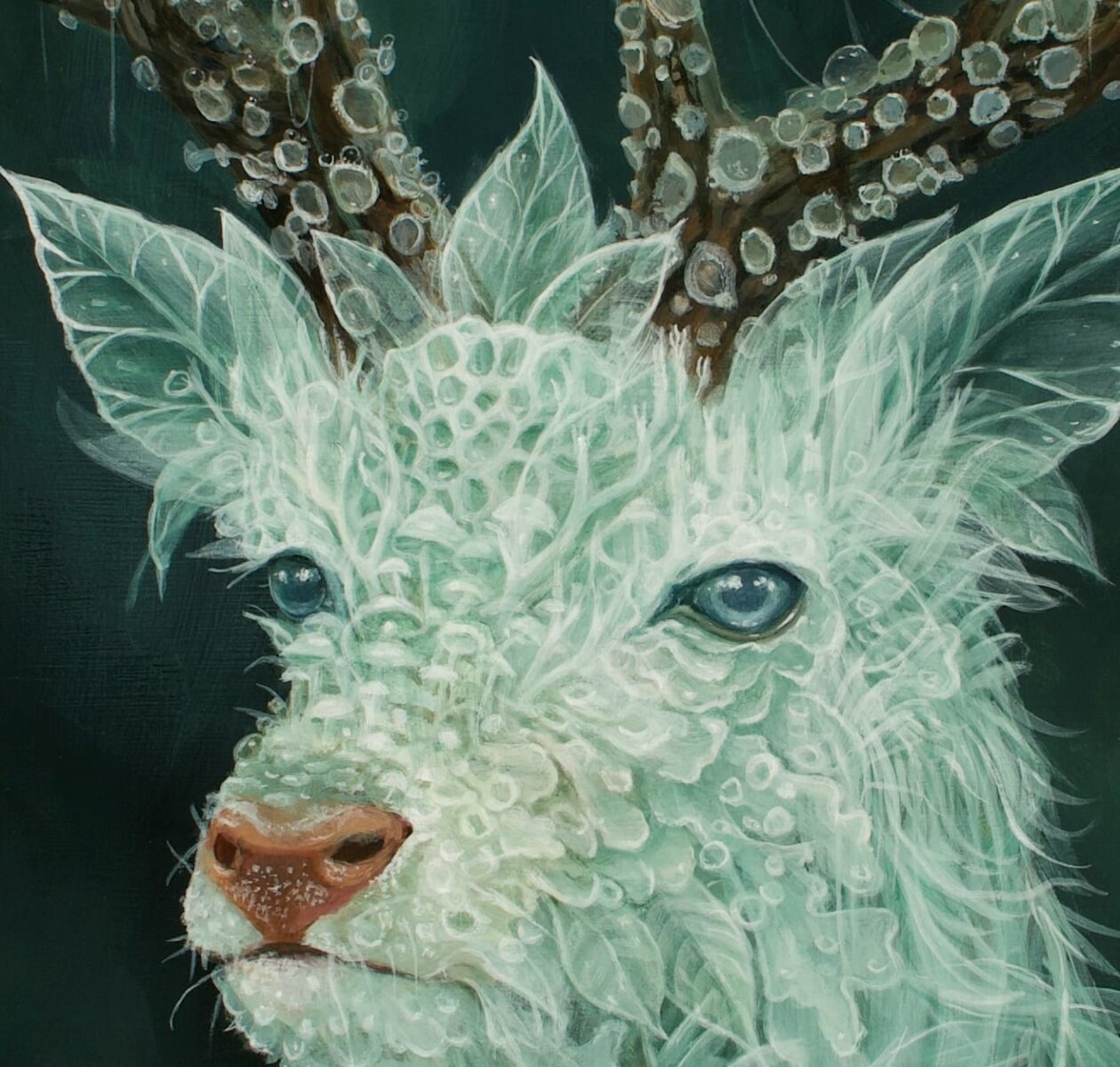 Surrealistic Portrait Paintings Of Animals Composed Of Translucent Botanics By Molly Devlin (1)