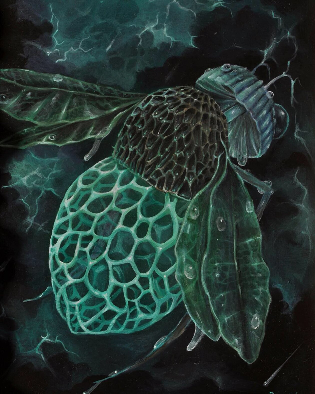 Surrealistic Portrait Paintings Of Animals Composed Of Translucent Botanics By Molly Devlin (7)