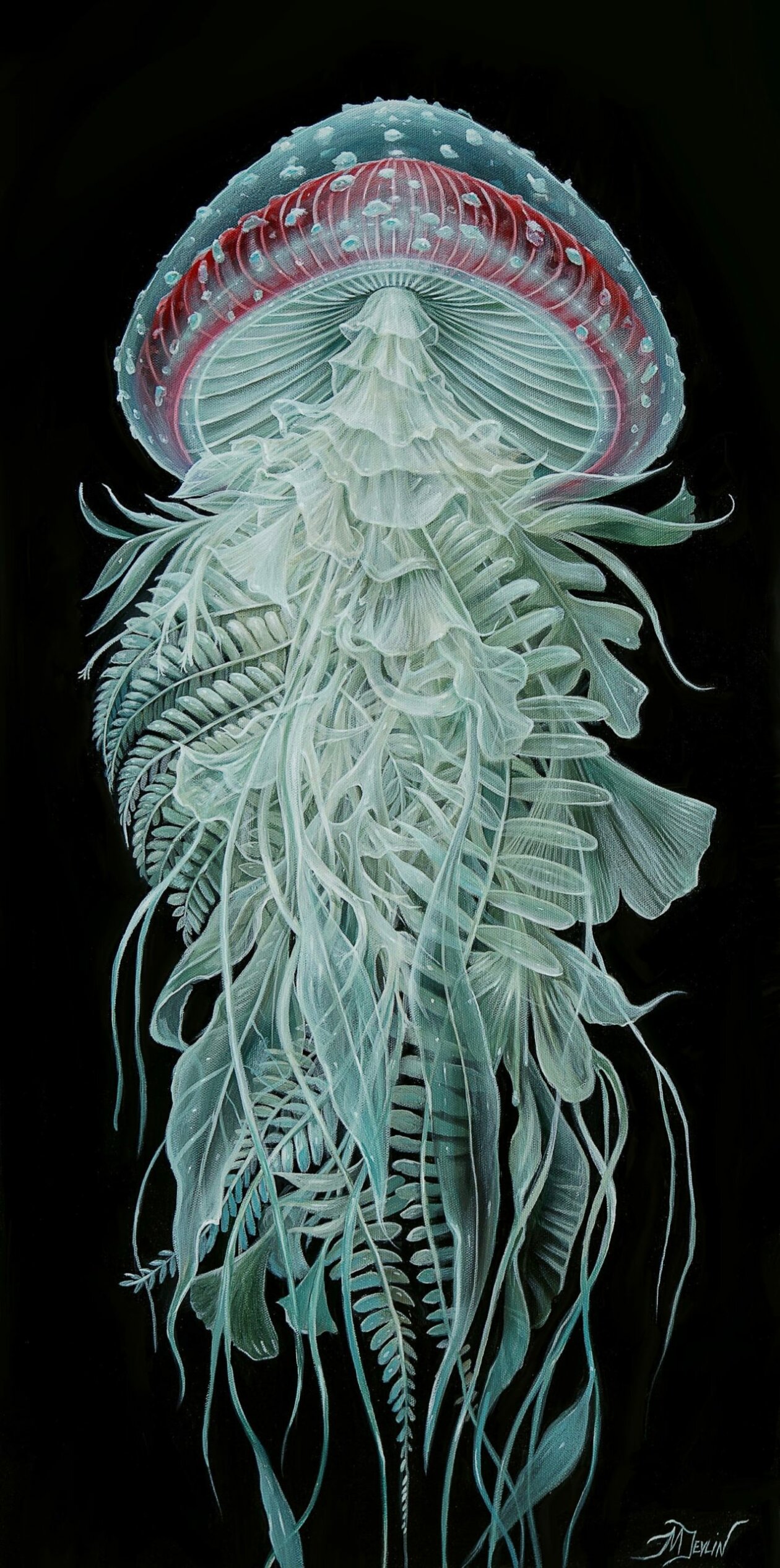 Surrealistic Portrait Paintings Of Animals Composed Of Translucent Botanics By Molly Devlin (9)