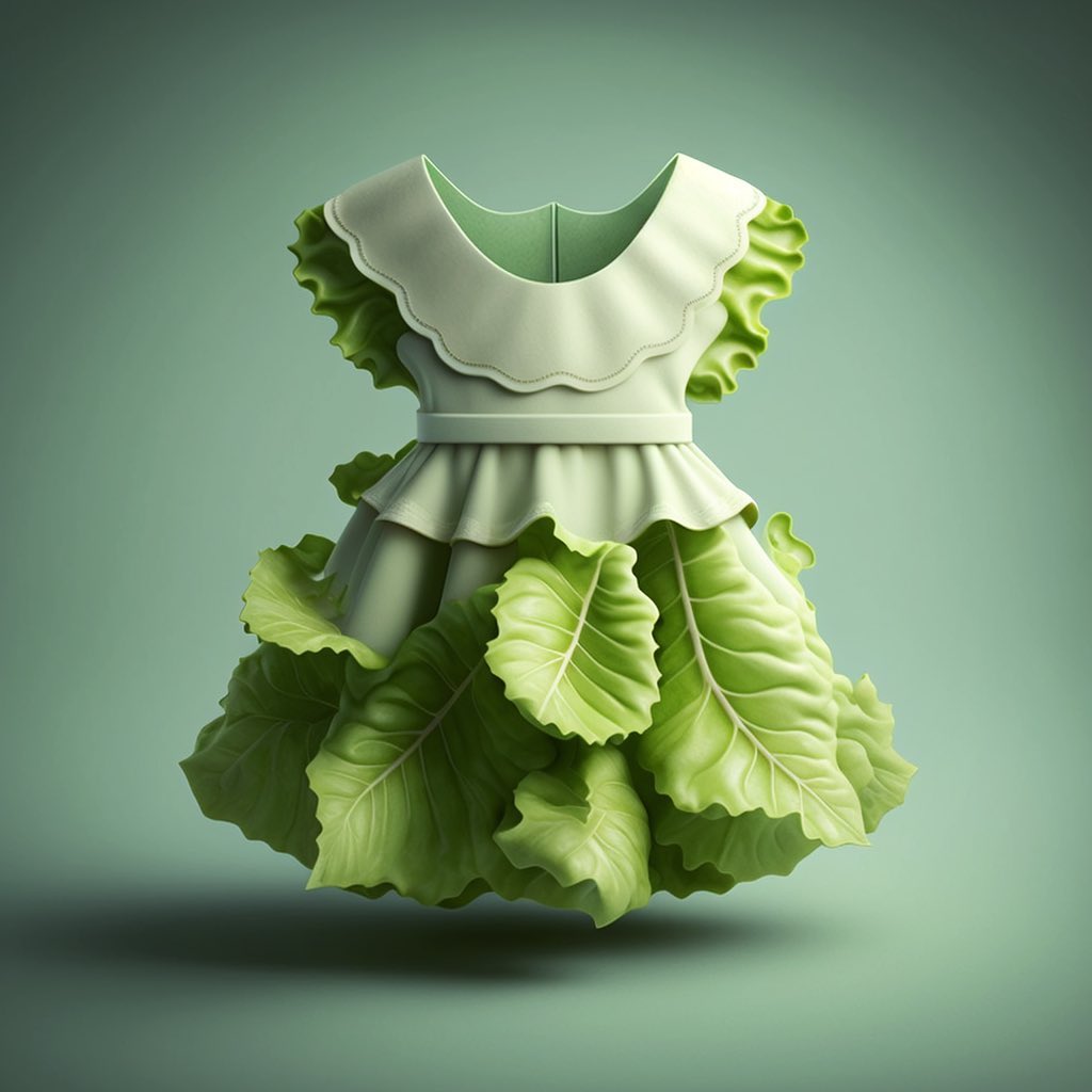 Amusing AI-generated clothes inspired by fruits and vegetables, idealized by Bonny Carrera