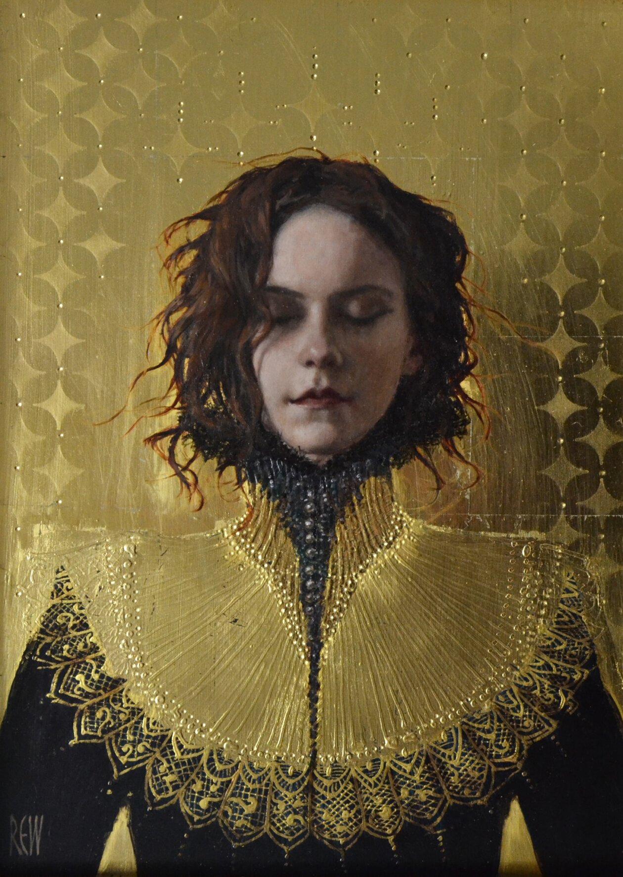 Realistic Figurative Paintings With Gold Ornaments By Stephanie Rew (11)
