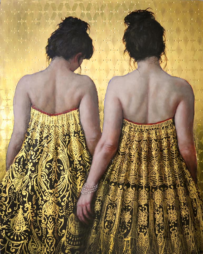 Realistic Figurative Paintings With Gold Ornaments By Stephanie Rew (13)