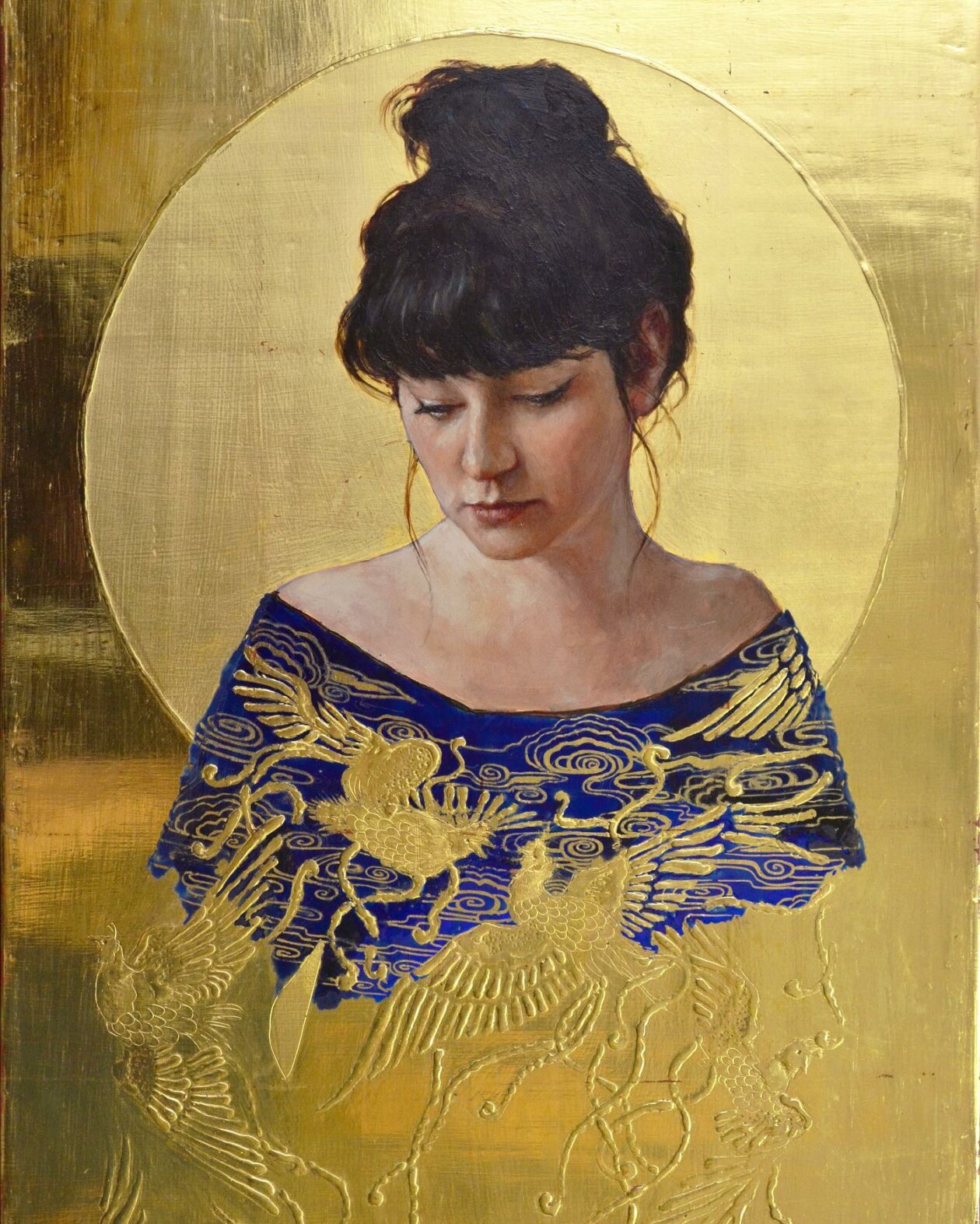 Realistic Figurative Paintings With Gold Ornaments By Stephanie Rew (14)