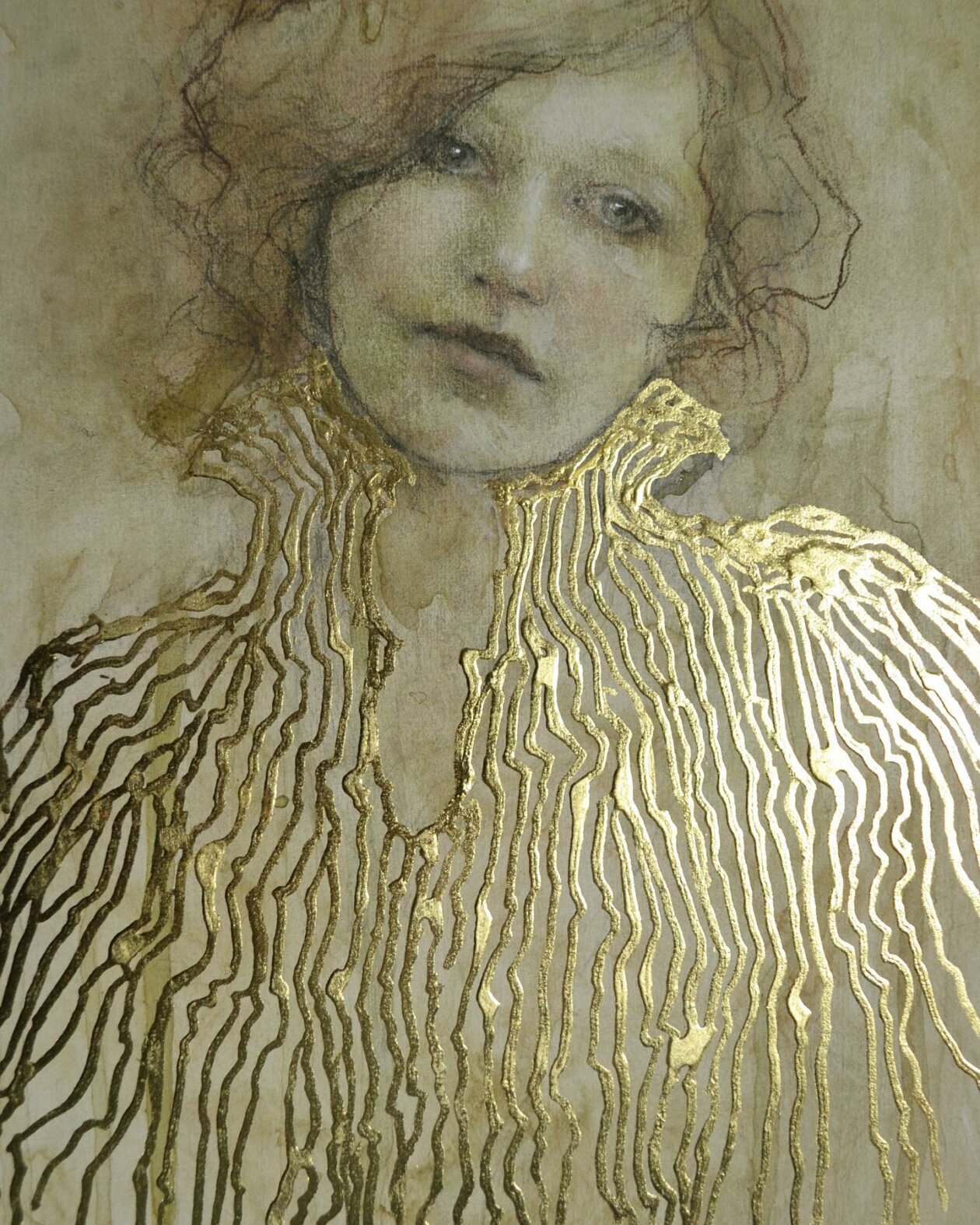 Realistic Figurative Paintings With Gold Ornaments By Stephanie Rew (15)