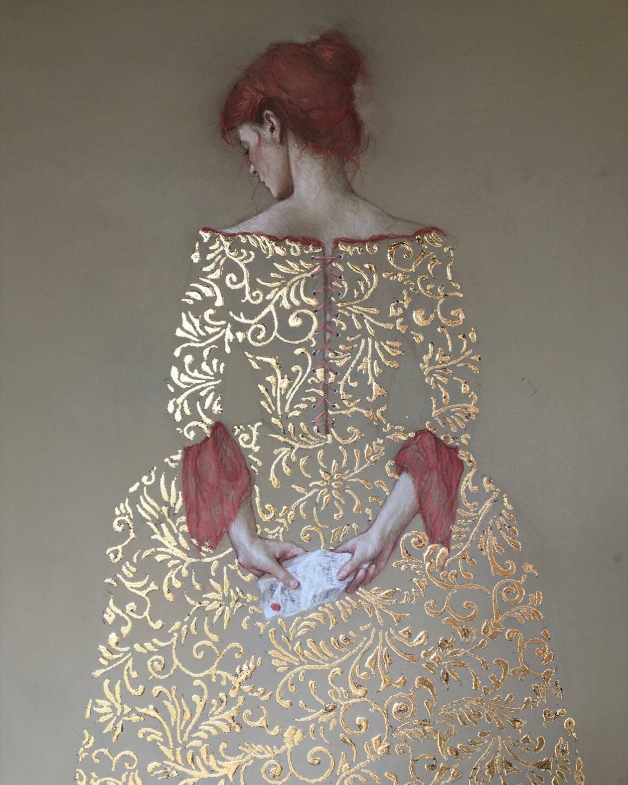 Realistic Figurative Paintings With Gold Ornaments By Stephanie Rew (8)