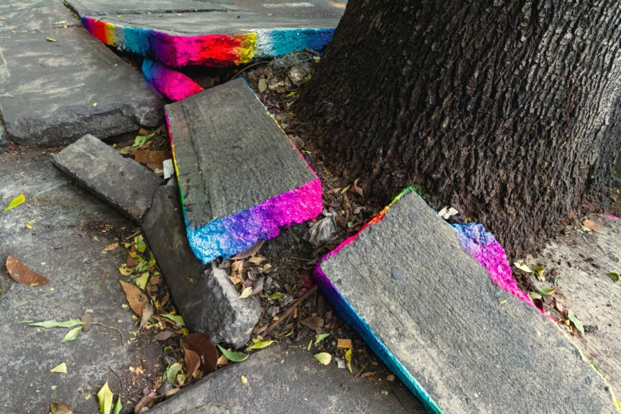 Vibrant Interventions Painted On Cracked Sidewalks By Xomatok (10)