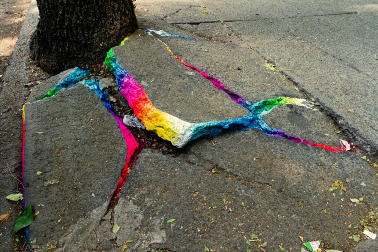Vibrant Interventions Painted On Cracked Sidewalks By Xomatok (9)