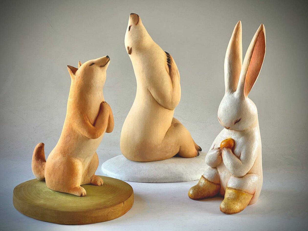 Elegant Animal Hand Carved Wooden Sculptures By Nikichi 9