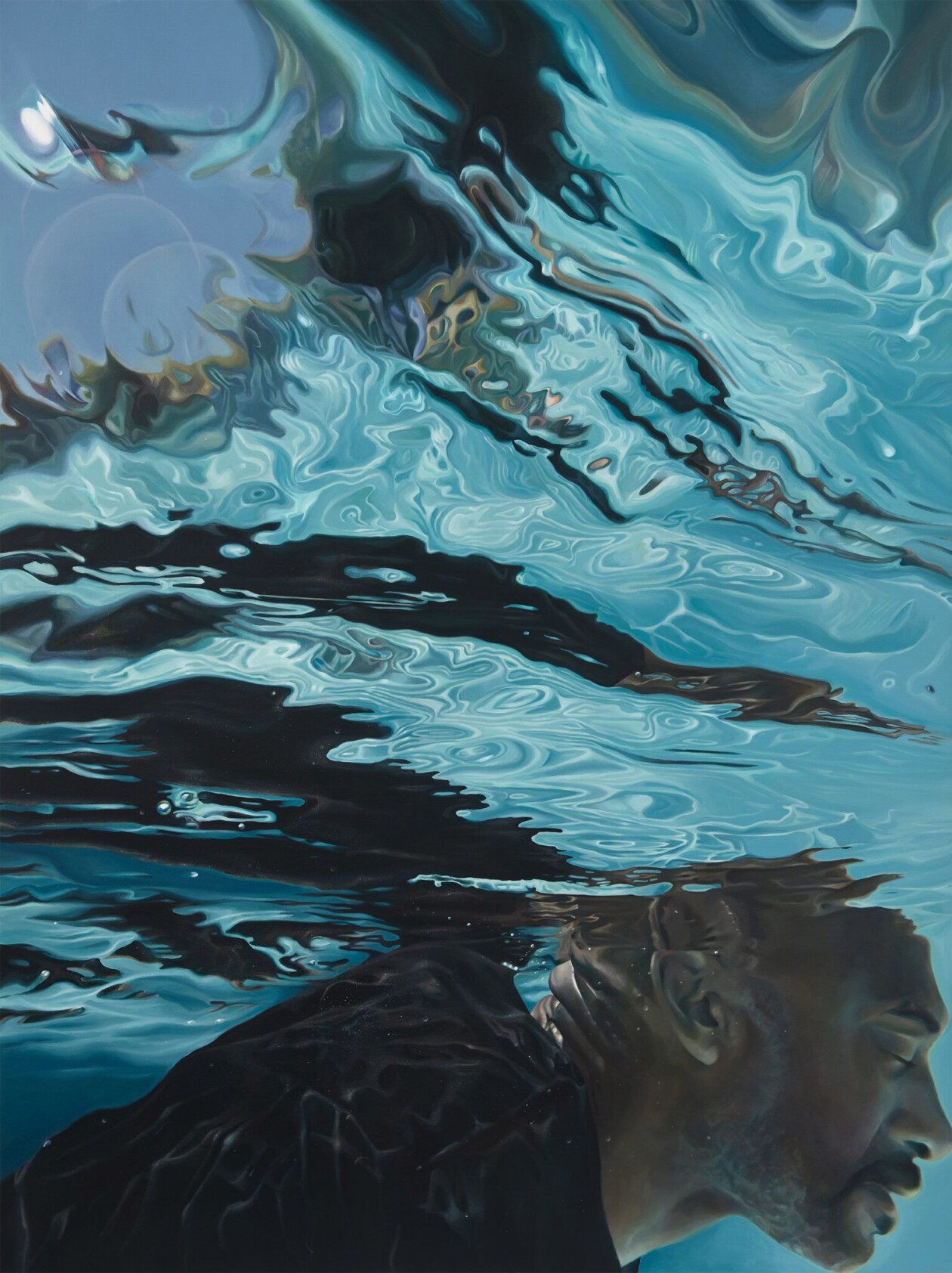 Photorealistic Paintings Of Contemplative And Serene Swimmers By Calida Rawles (11)