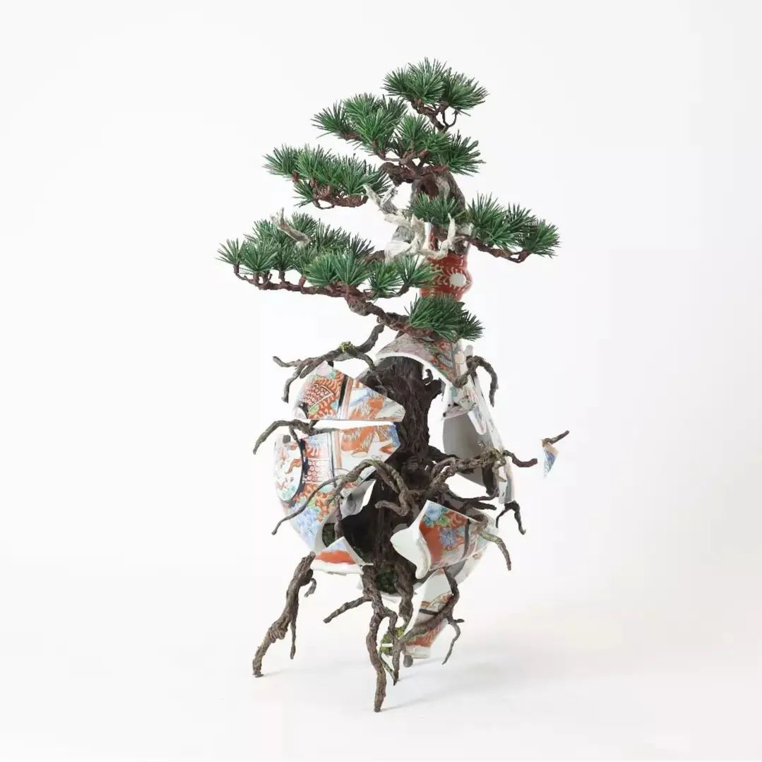 Bonsai Tree Sculptures Beautifully Bursting Through Broken Porcelain Vessels In Patrick Bergsma's Artworks (10)