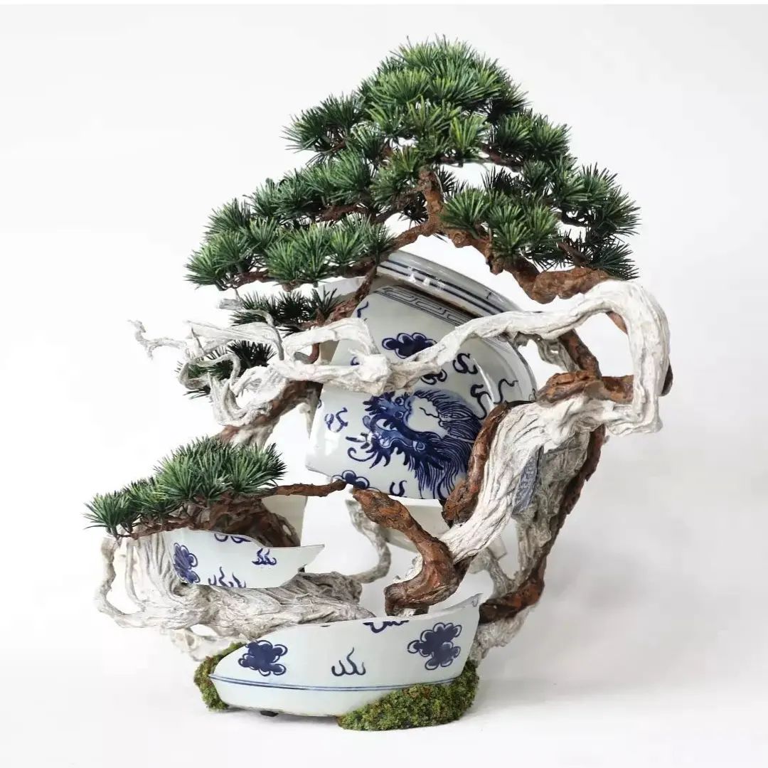 Bonsai Tree Sculptures Beautifully Bursting Through Broken Porcelain Vessels In Patrick Bergsma's Artworks (2)