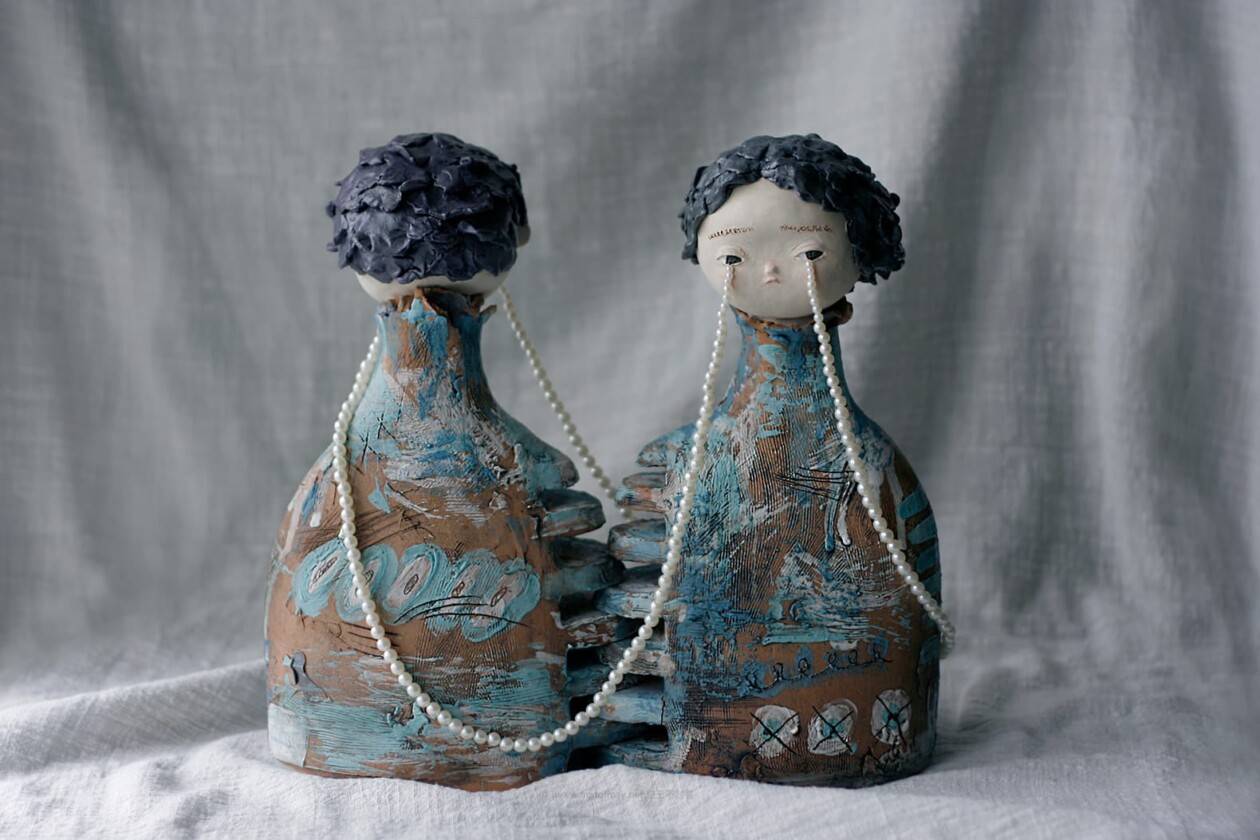 Delicate Ceramic Sculptures Of Figures Crying Pearls By First Of May Studio (5)