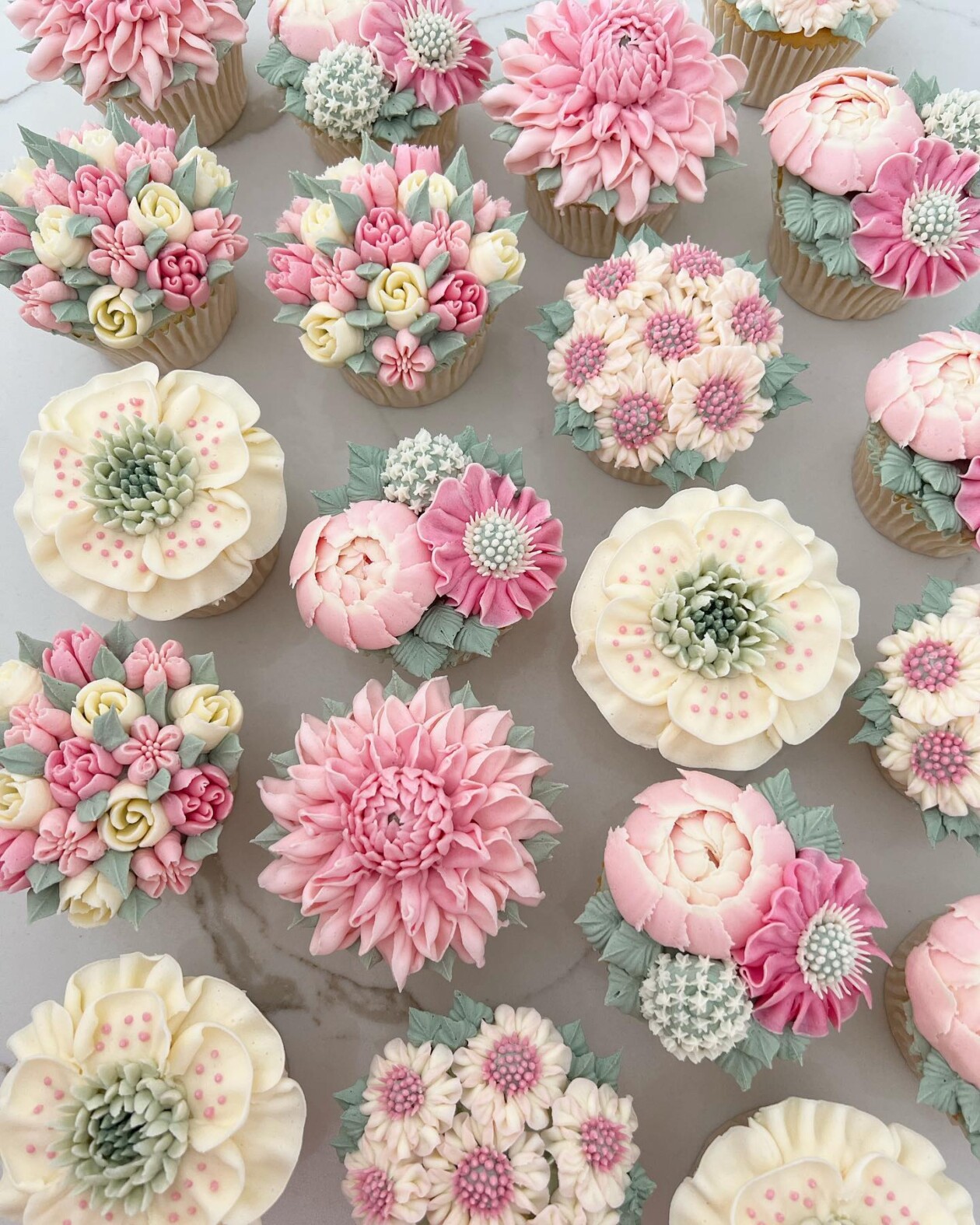 Gorgeous Cupcakes Decorated With Buttercream Flowers And Succulents By Kerry's Bouqcakes (1)