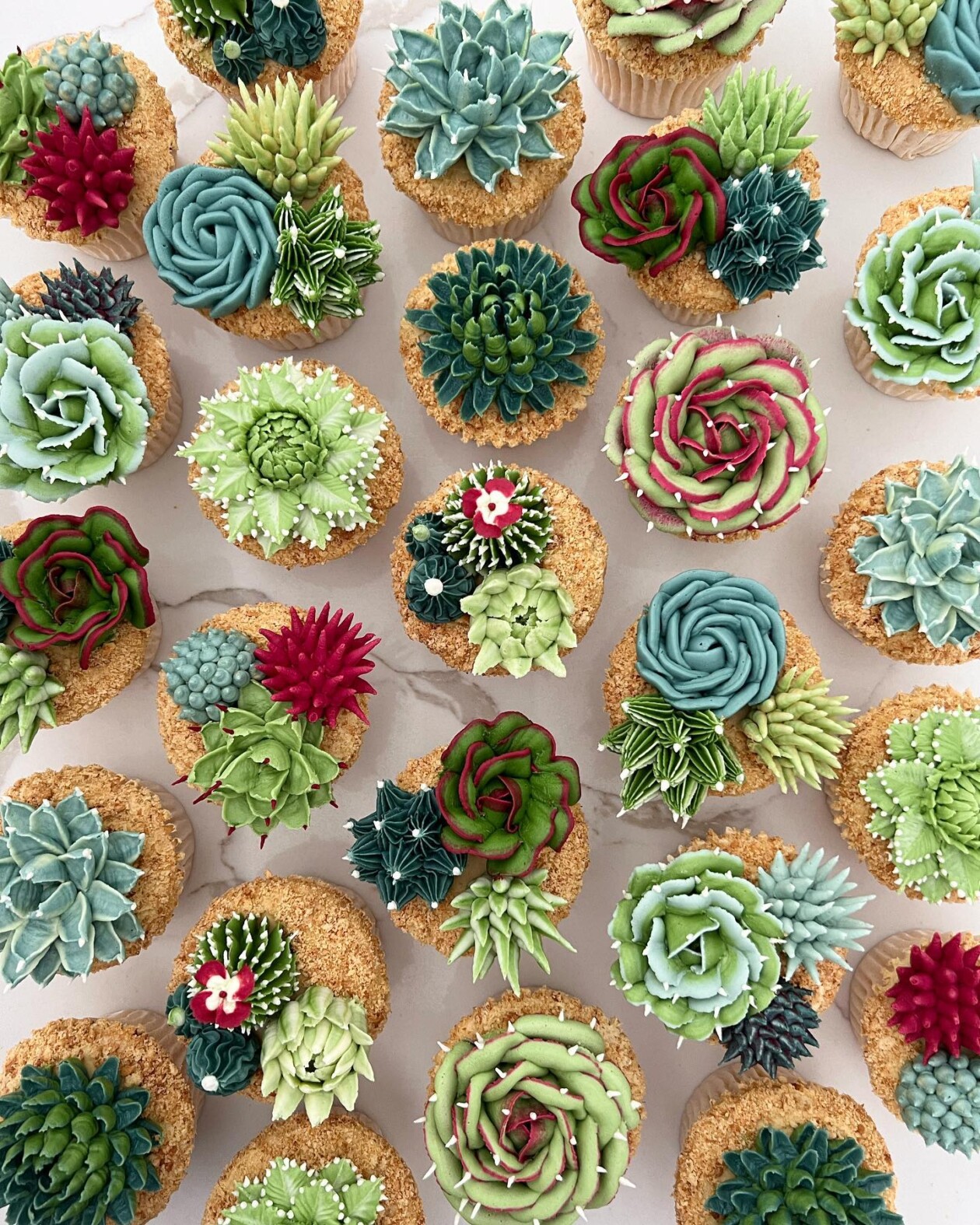 Gorgeous Cupcakes Decorated With Buttercream Flowers And Succulents By Kerry's Bouqcakes (13)