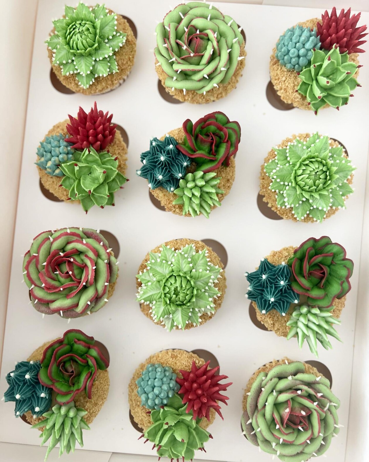Gorgeous Cupcakes Decorated With Buttercream Flowers And Succulents By Kerry's Bouqcakes (14)
