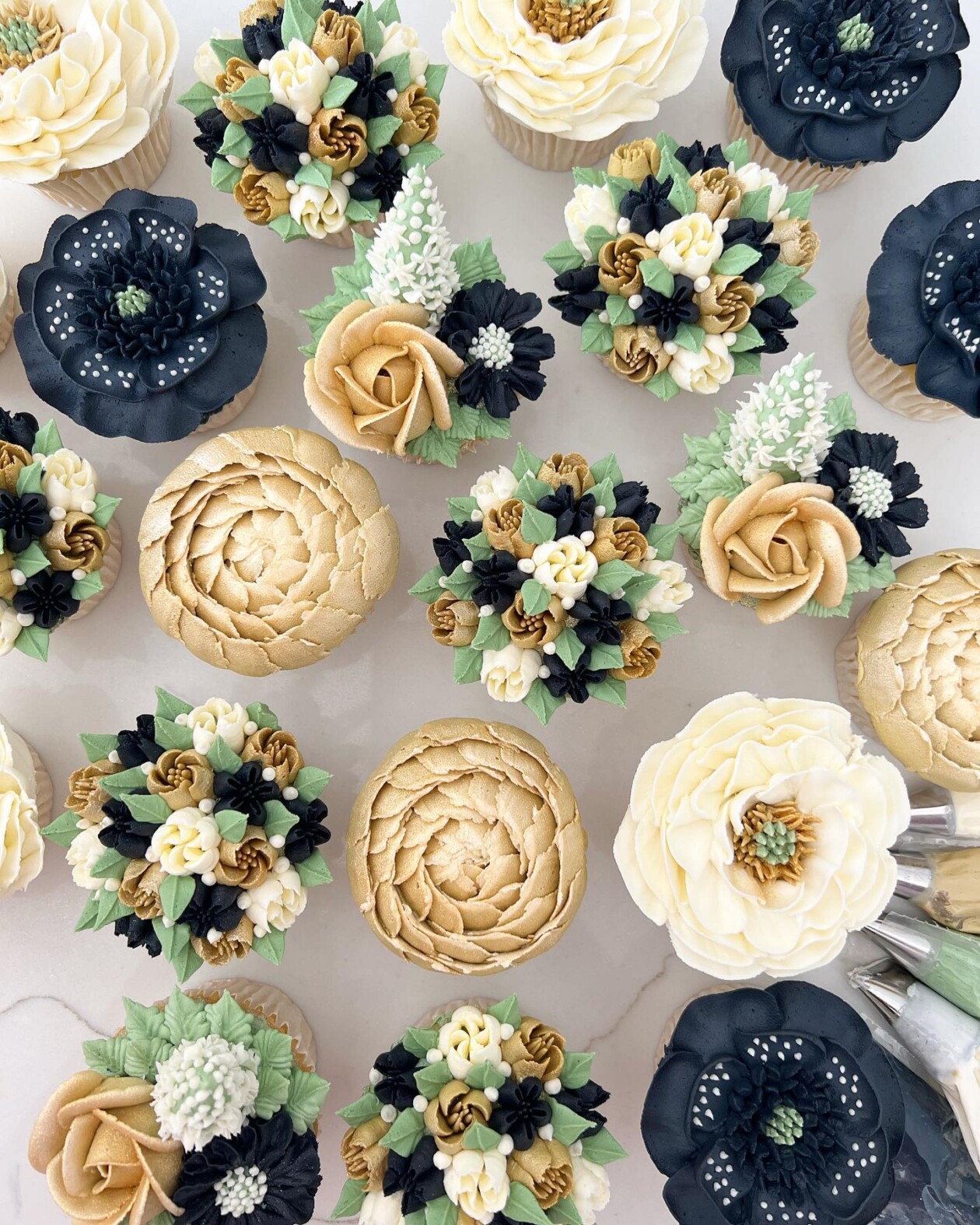 Gorgeous Cupcakes Decorated With Buttercream Flowers And Succulents By Kerry's Bouqcakes (4)