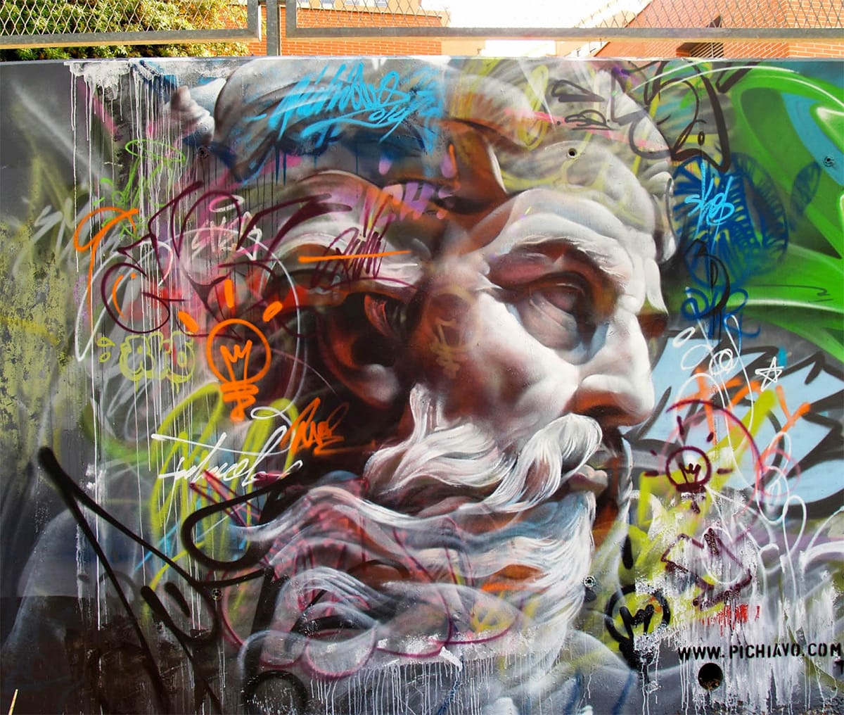 Impressive Monumental Murals That Blend Classical Figures And Graffiti By Pichiavo (4)