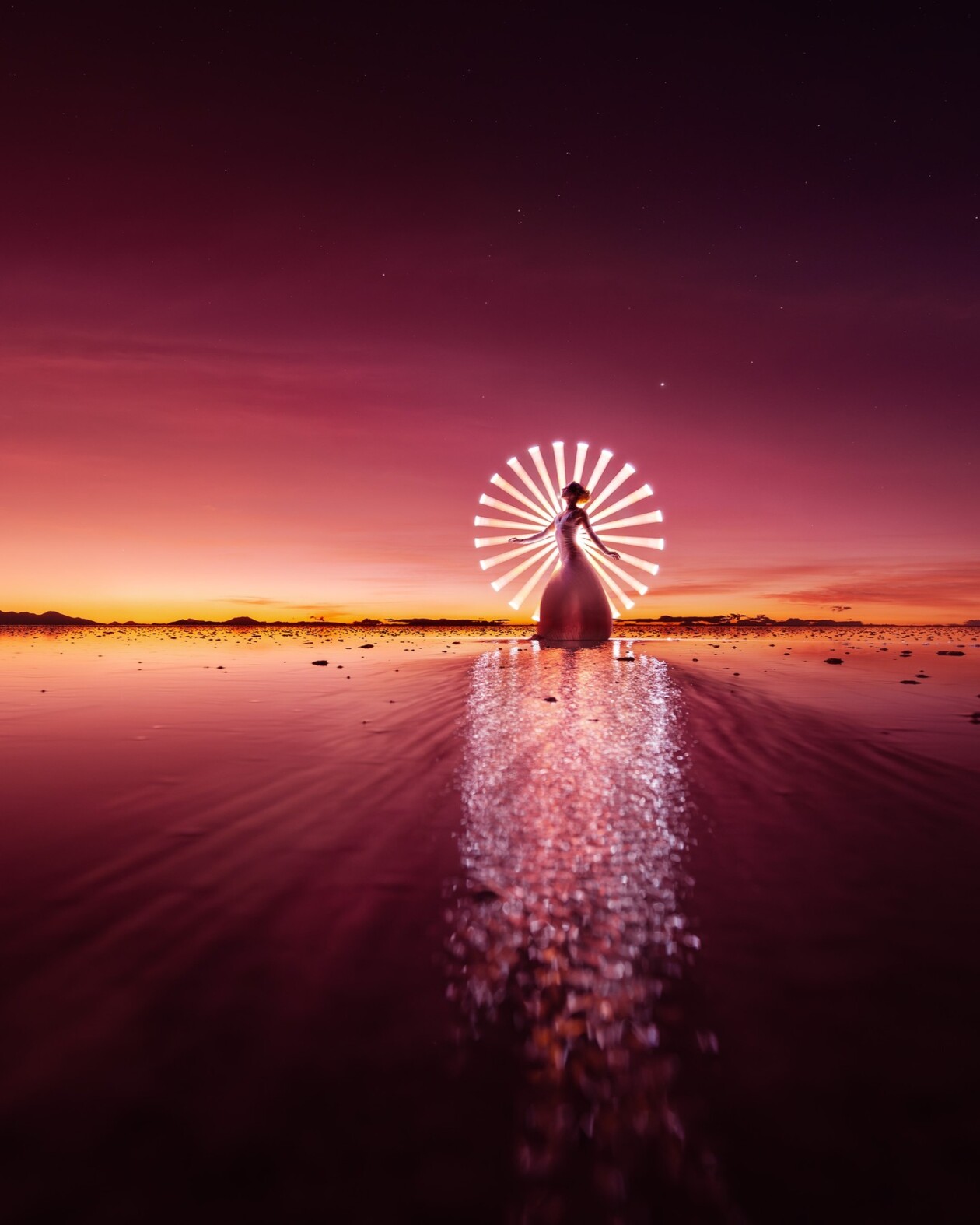 Mesmerizing Light Paintings Set Against A Fiery Red Sky At Bolivias Uyuni Salt Flat By Eric Pare And Kim Henry 5
