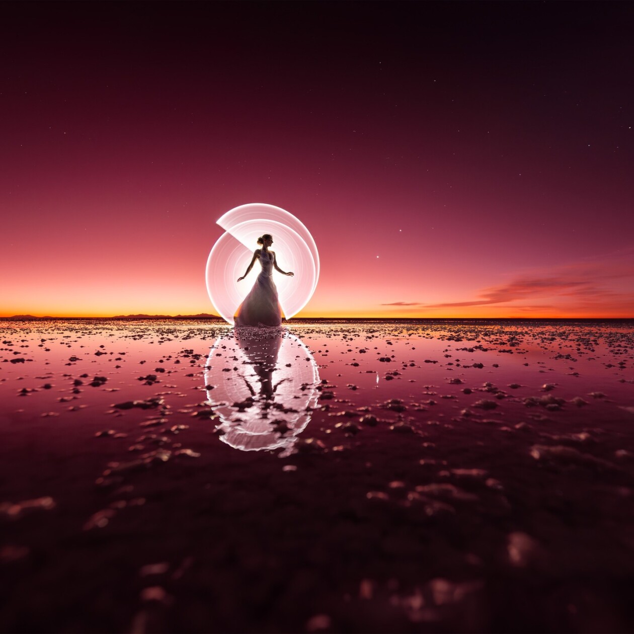 Mesmerizing Light Paintings Set Against A Fiery Red Sky At Bolivias Uyuni Salt Flat By Eric Pare And Kim Henry 6