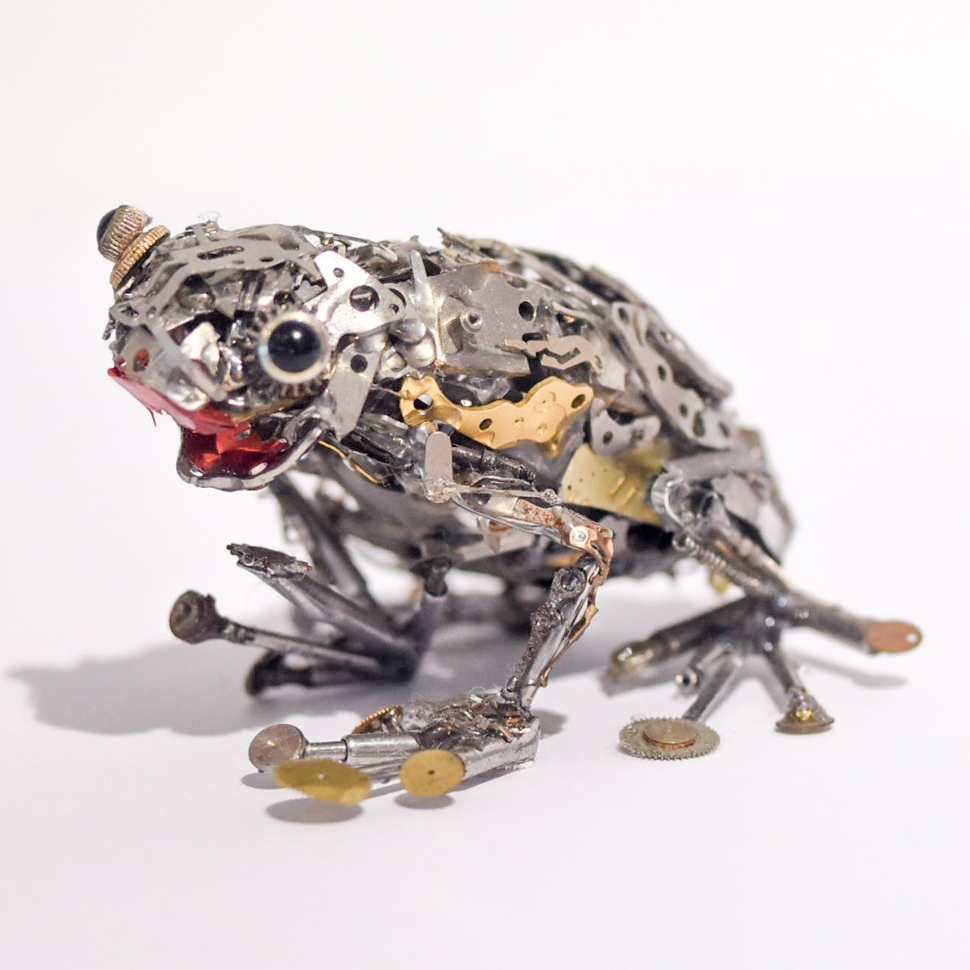 Spare Parts Of Clocks And Glasses Upcycled Into Incredible Animal Sculptures By Megane Tokei Ito (6)