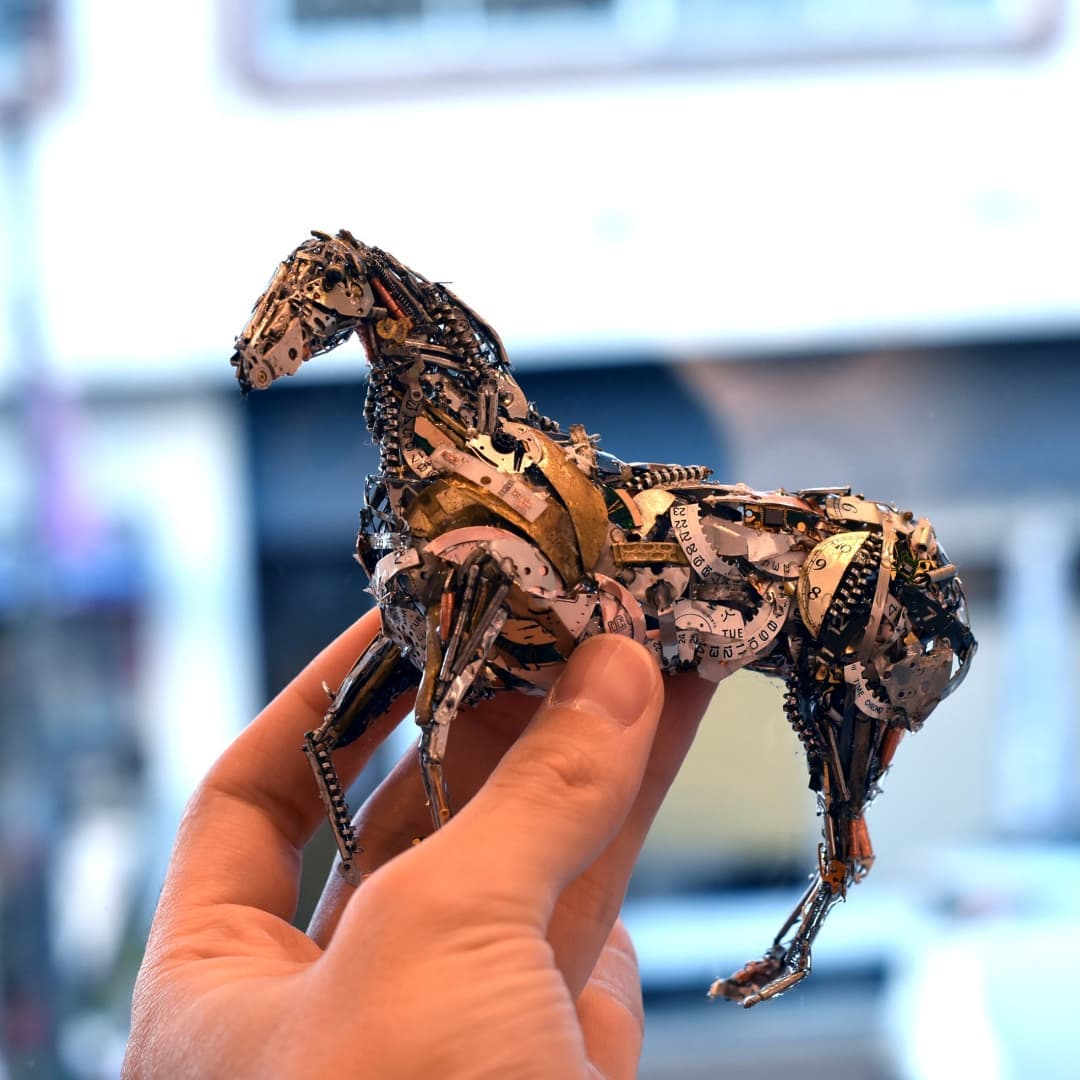 Spare Parts Of Clocks And Glasses Upcycled Into Incredible Animal Sculptures By Megane Tokei Ito (8)