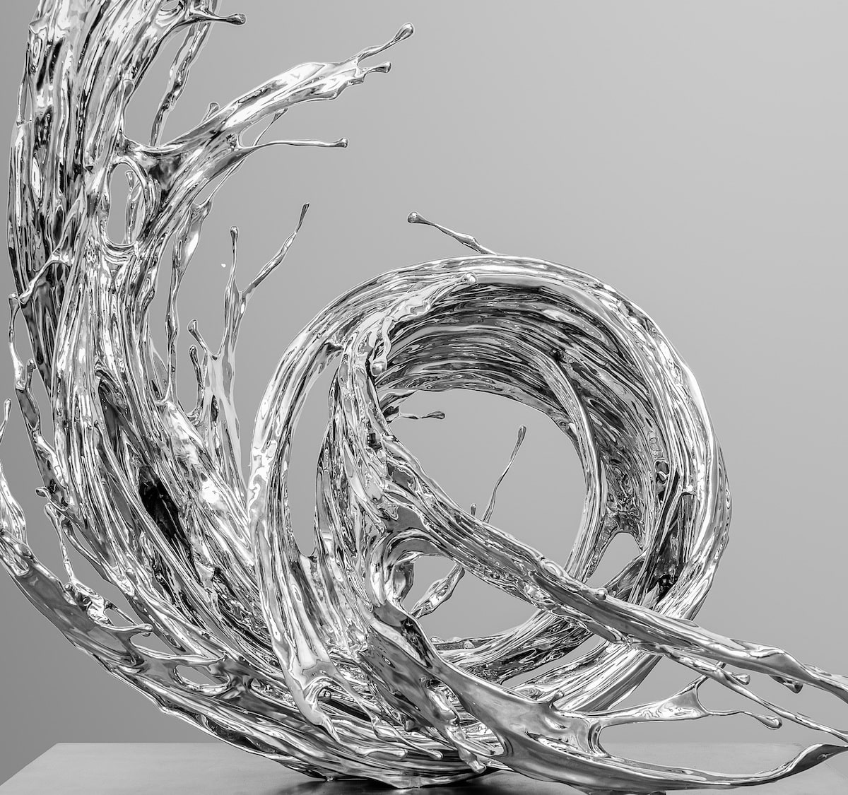 Splashing Water, Stunning Fluid Shaped Metal Sculptures By Zheng Lu (6)
