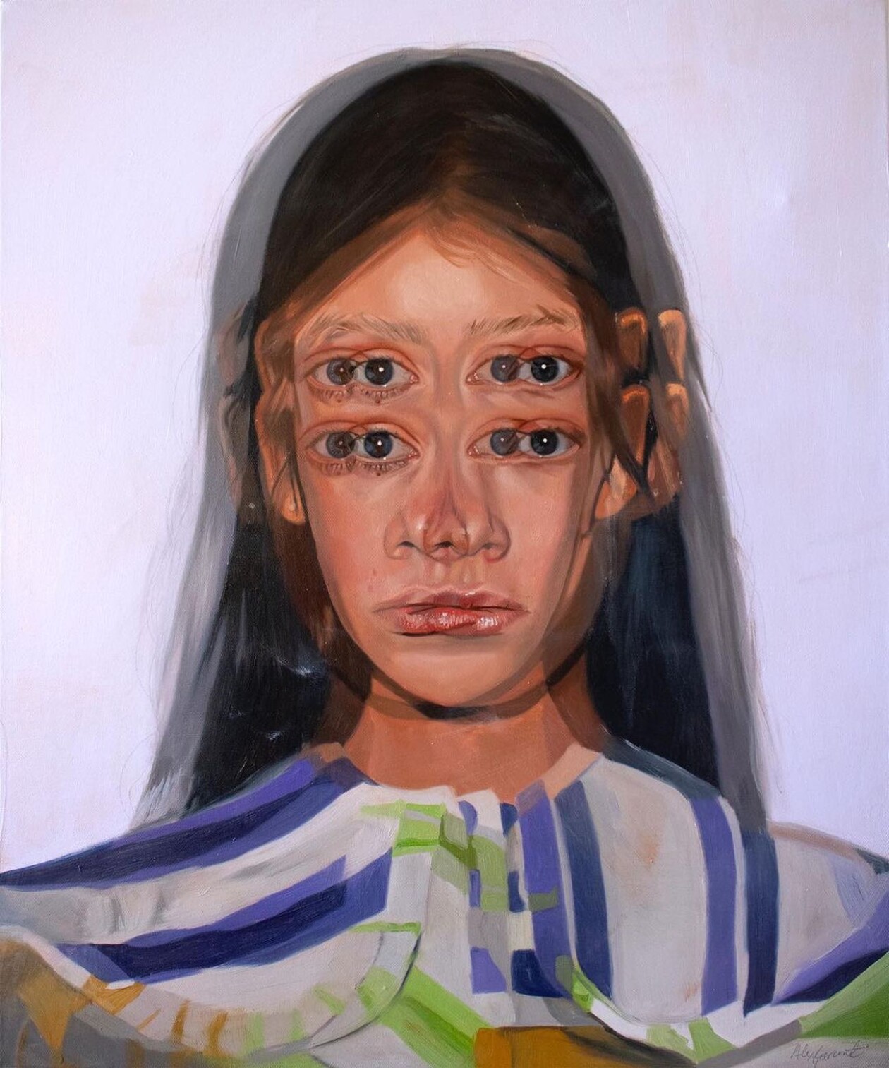 Alex Garant Overlaps Repeated Female Figures To Create Unique And Hypnotizing Portrait Paintings (1)