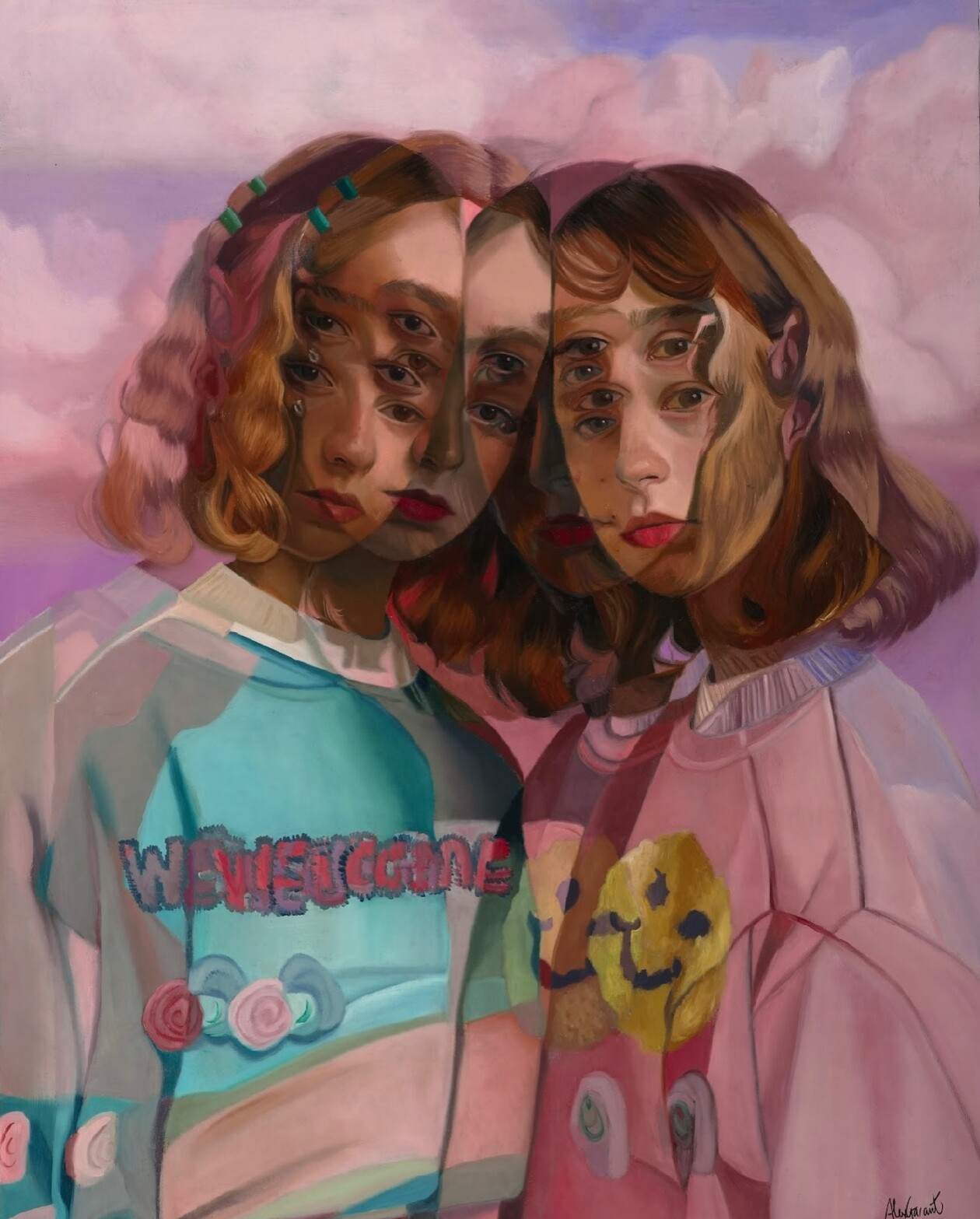 Alex Garant Overlaps Repeated Female Figures To Create Unique And Hypnotizing Portrait Paintings (14)