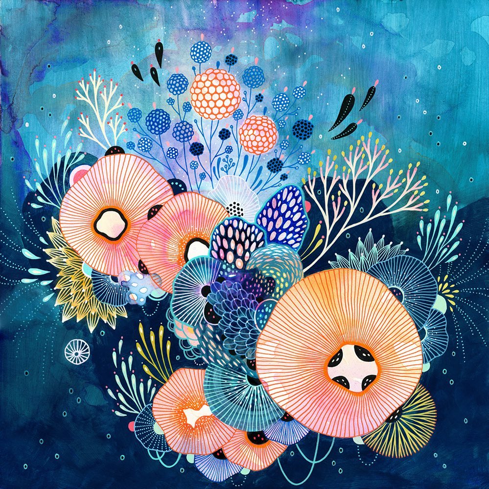 Flaring Mixed Media Paintings Of Dreamy Aquatic Ecosystems By Yellena James (14)