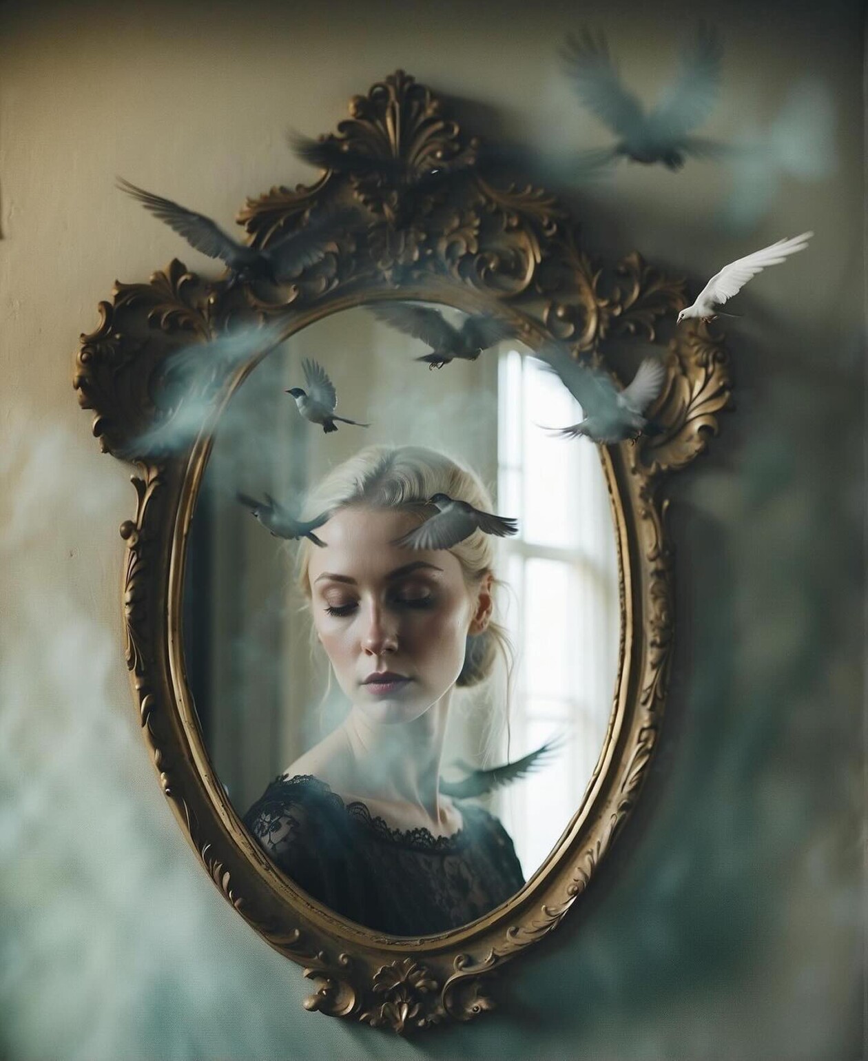 Girls, Mirrors, And Birds, Poetic And Ethereal Ai Generated Portraits By Antonia (1)