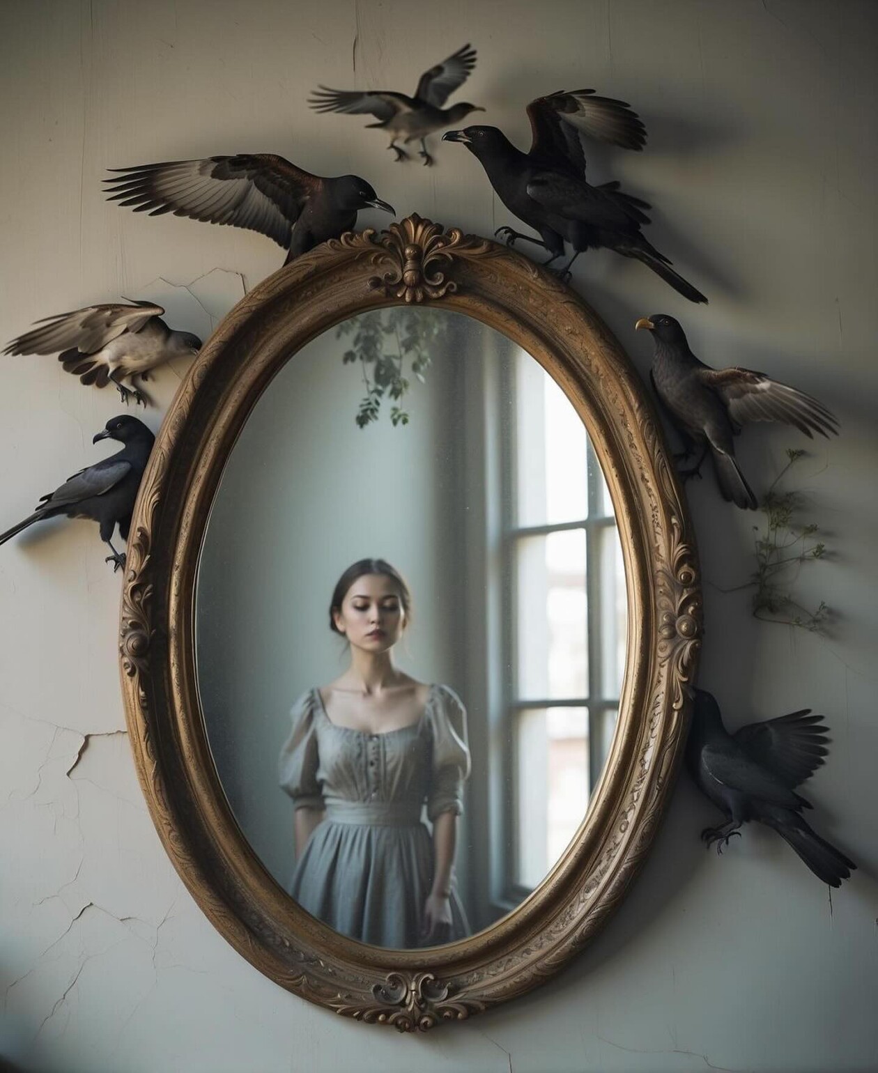 Girls, Mirrors, And Birds, Poetic And Ethereal Ai Generated Portraits By Antonia (3)
