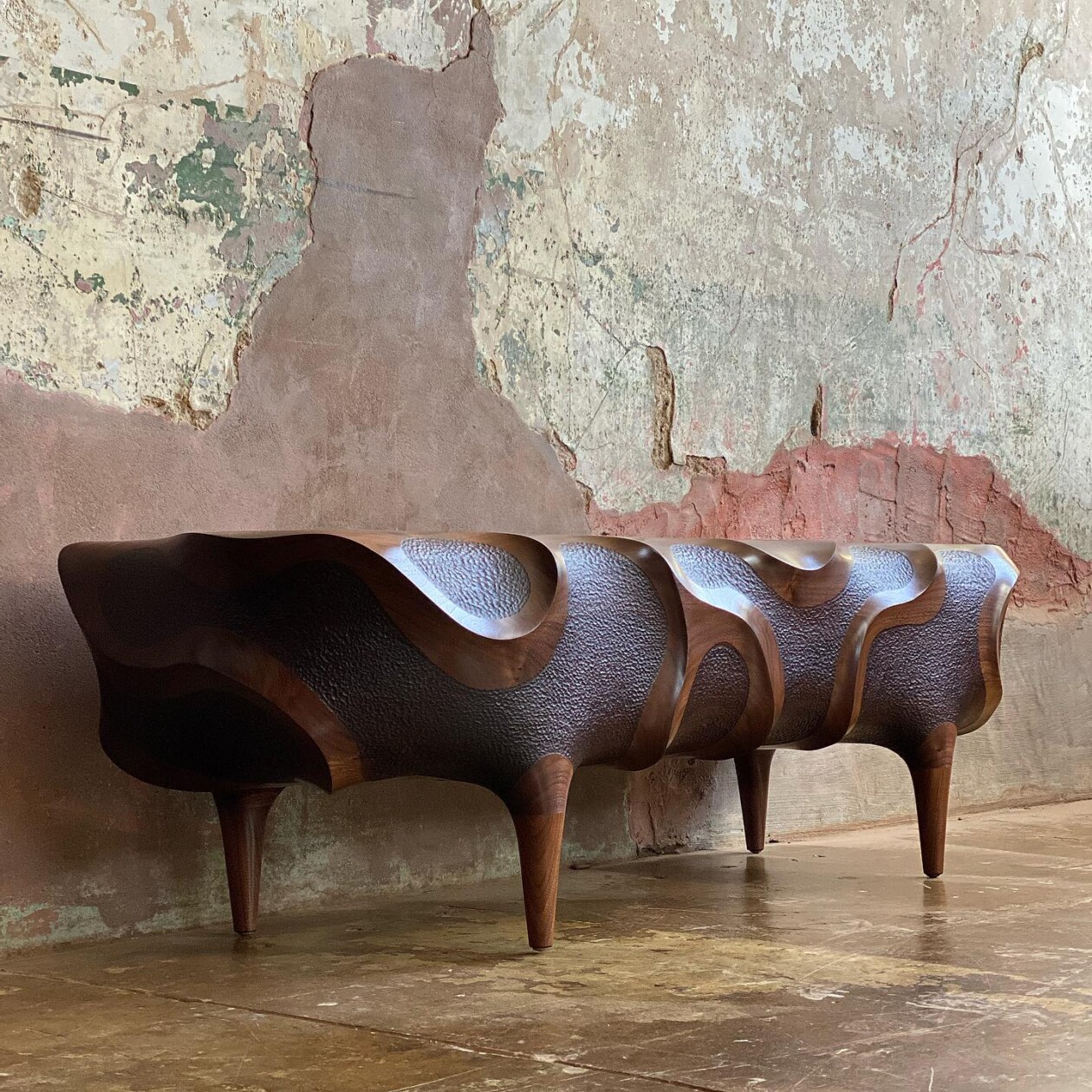 Intricately Engraved And Textured Organic Shaped Furniture By Caleb Woodard (11)