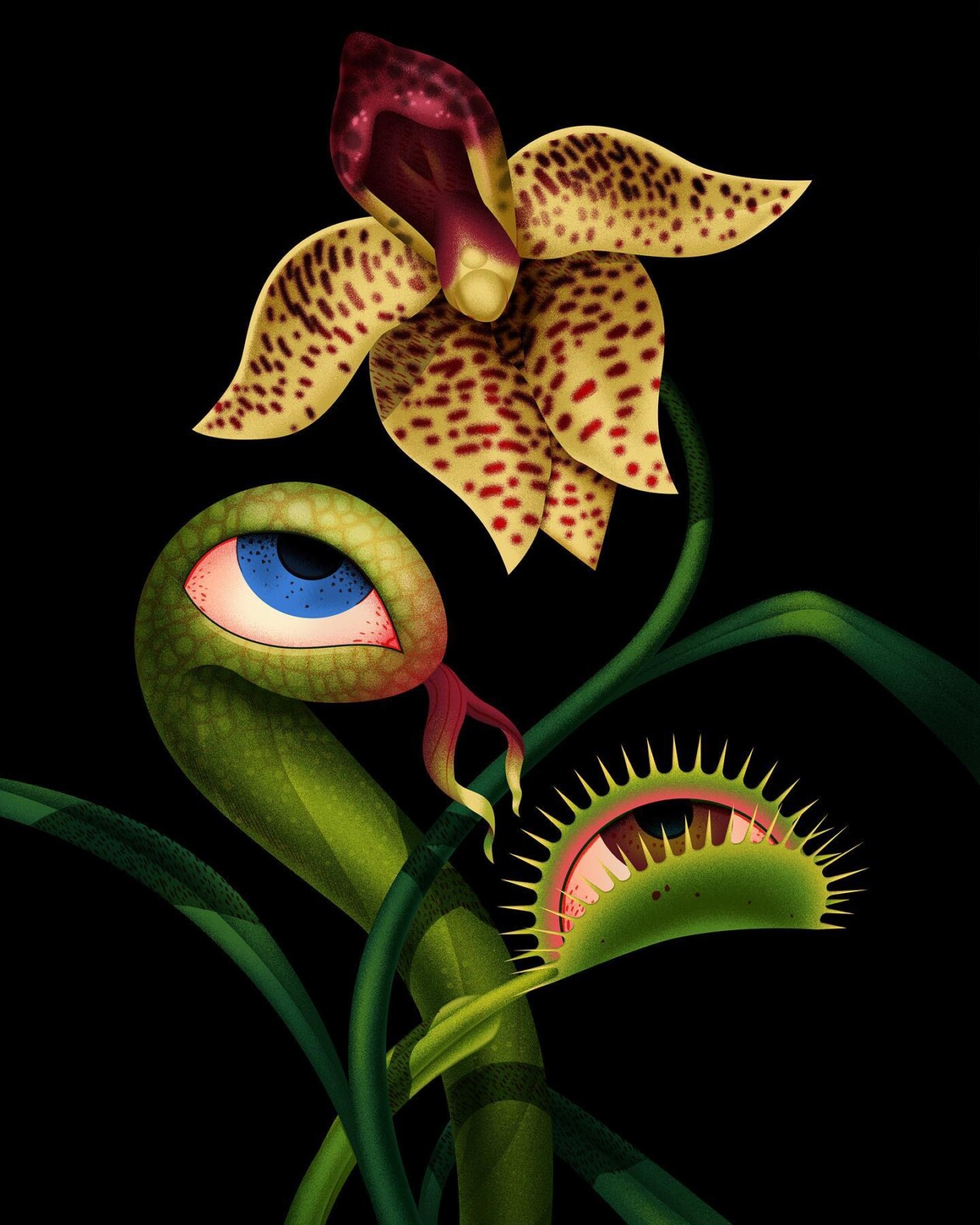 Marvelous Surrealistic Illustrations Of Eyes Peering From Plants And Animals By Ana Miminoshvili (10)