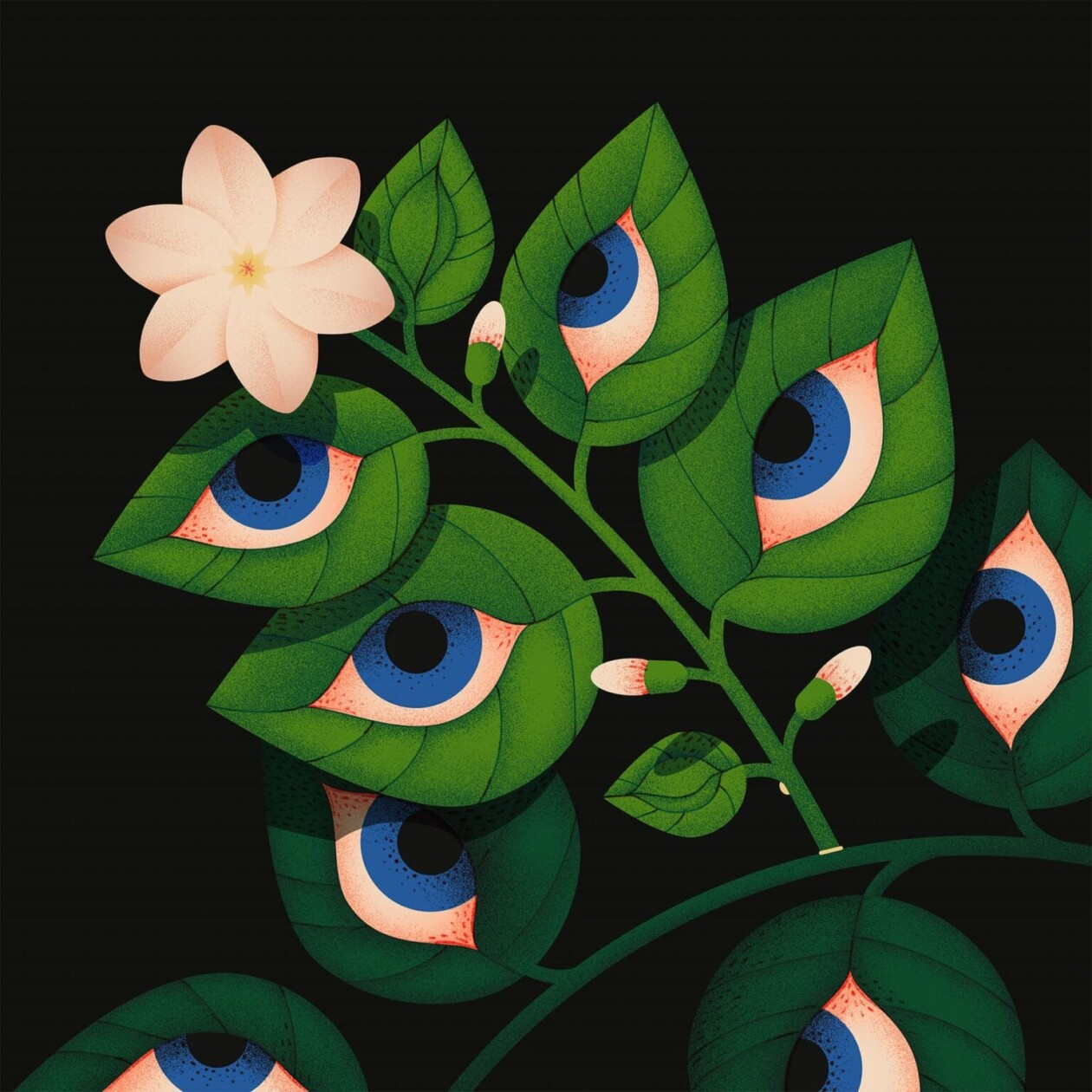 Marvelous Surrealistic Illustrations Of Eyes Peering From Plants And Animals By Ana Miminoshvili (11)