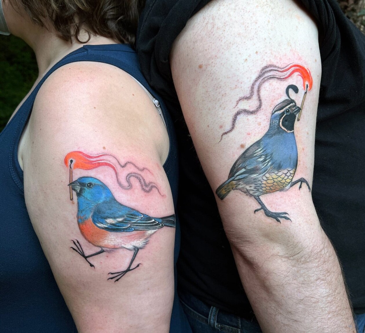 Stephanie Brown Creates Whimsical Tattoos Of Birds Holding A Lit Match Symbolizing Hope For A Better Future (1)