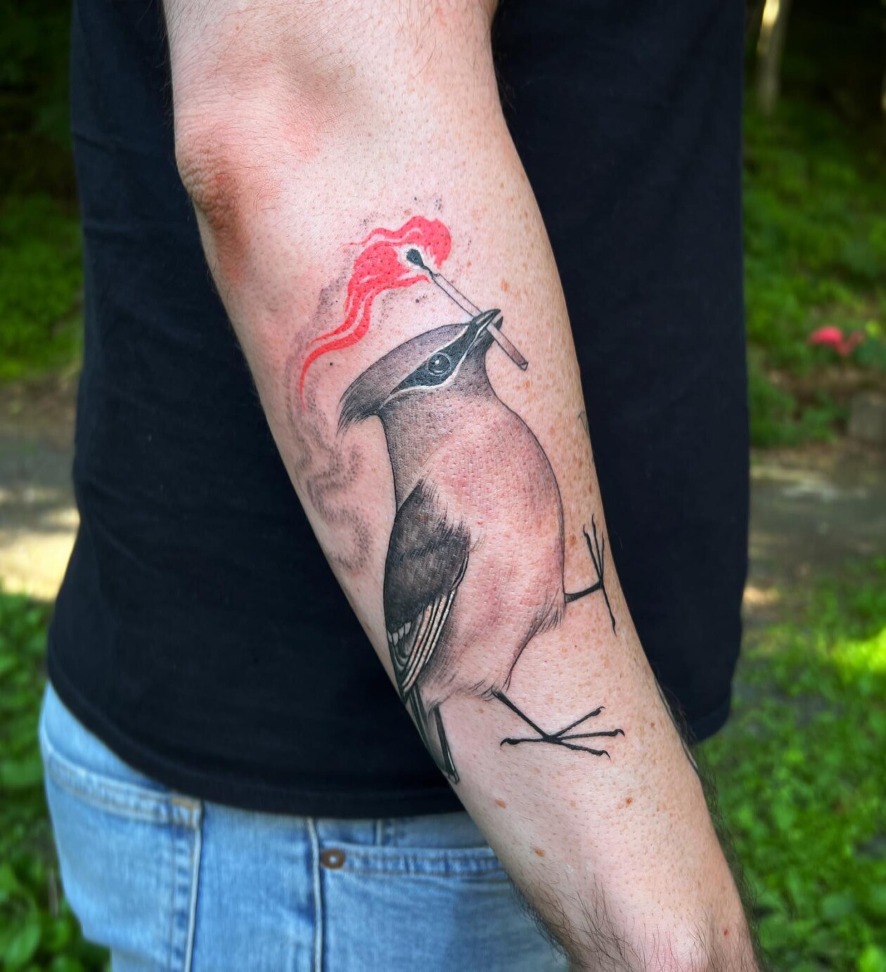 Stephanie Brown Creates Whimsical Tattoos Of Birds Holding A Lit Match Symbolizing Hope For A Better Future (11)