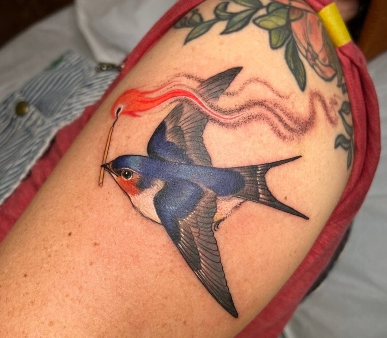 Stephanie Brown Creates Whimsical Tattoos Of Birds Holding A Lit Match Symbolizing Hope For A Better Future (5)