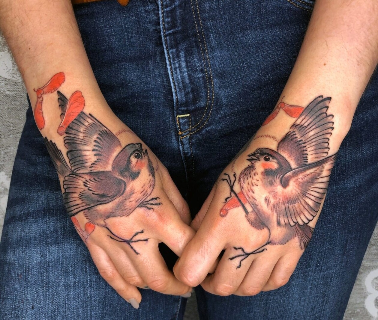 Stephanie Brown Creates Whimsical Tattoos Of Birds Holding A Lit Match Symbolizing Hope For A Better Future (6)