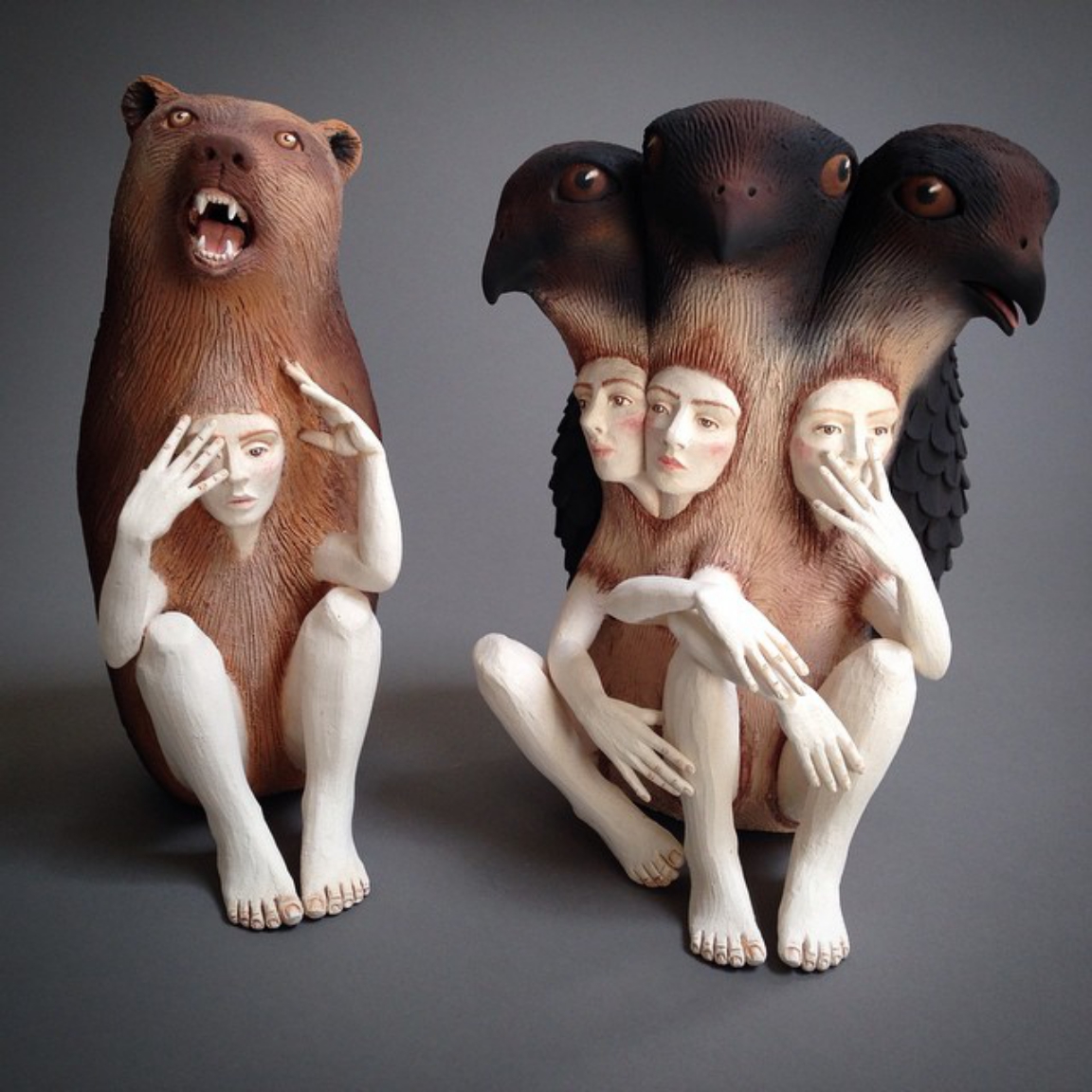 Crystal Morey's Striking Ceramic Sculptures Of Human Animal Hybrids (6)