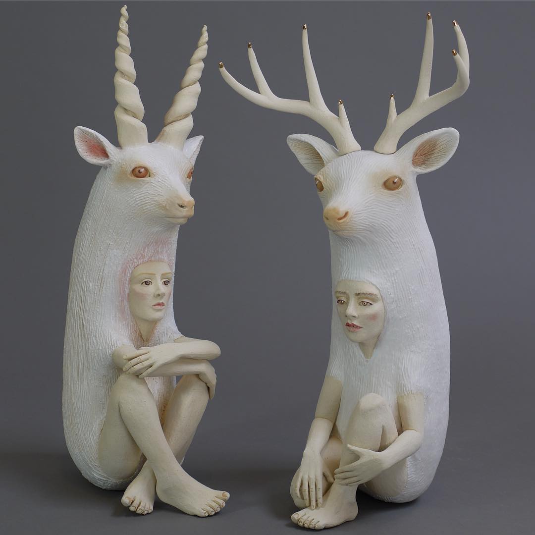Crystal Morey's Striking Ceramic Sculptures Of Human Animal Hybrids (9)
