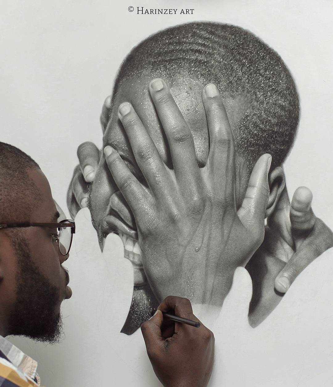 Hyperrealistic Black And White Pencil Drawings Of Arinze Stanley (1)