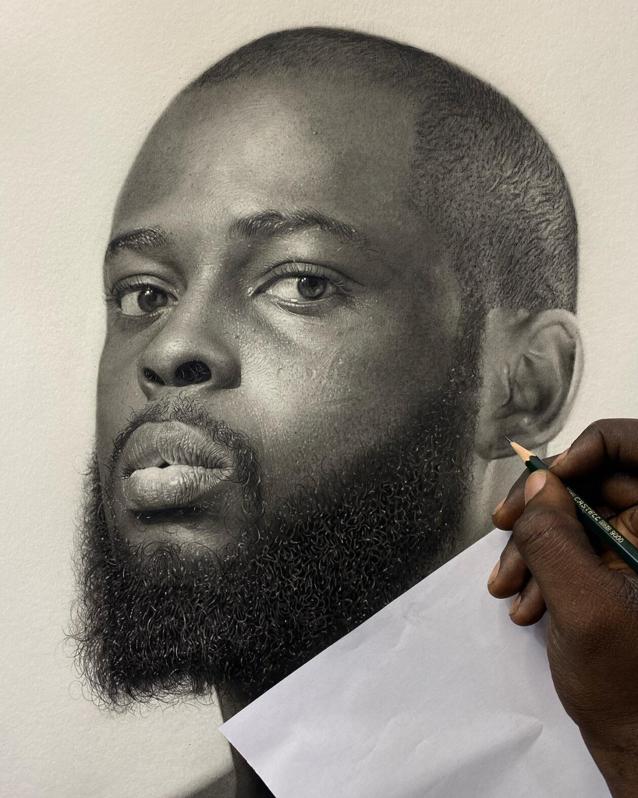 Hyperrealistic Black And White Pencil Drawings Of Arinze Stanley (12)