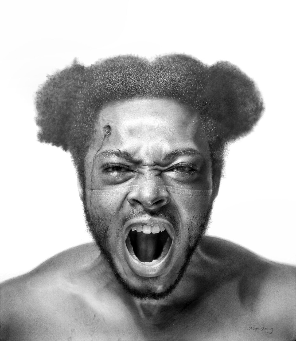 Hyperrealistic Black And White Pencil Drawings Of Arinze Stanley (17)