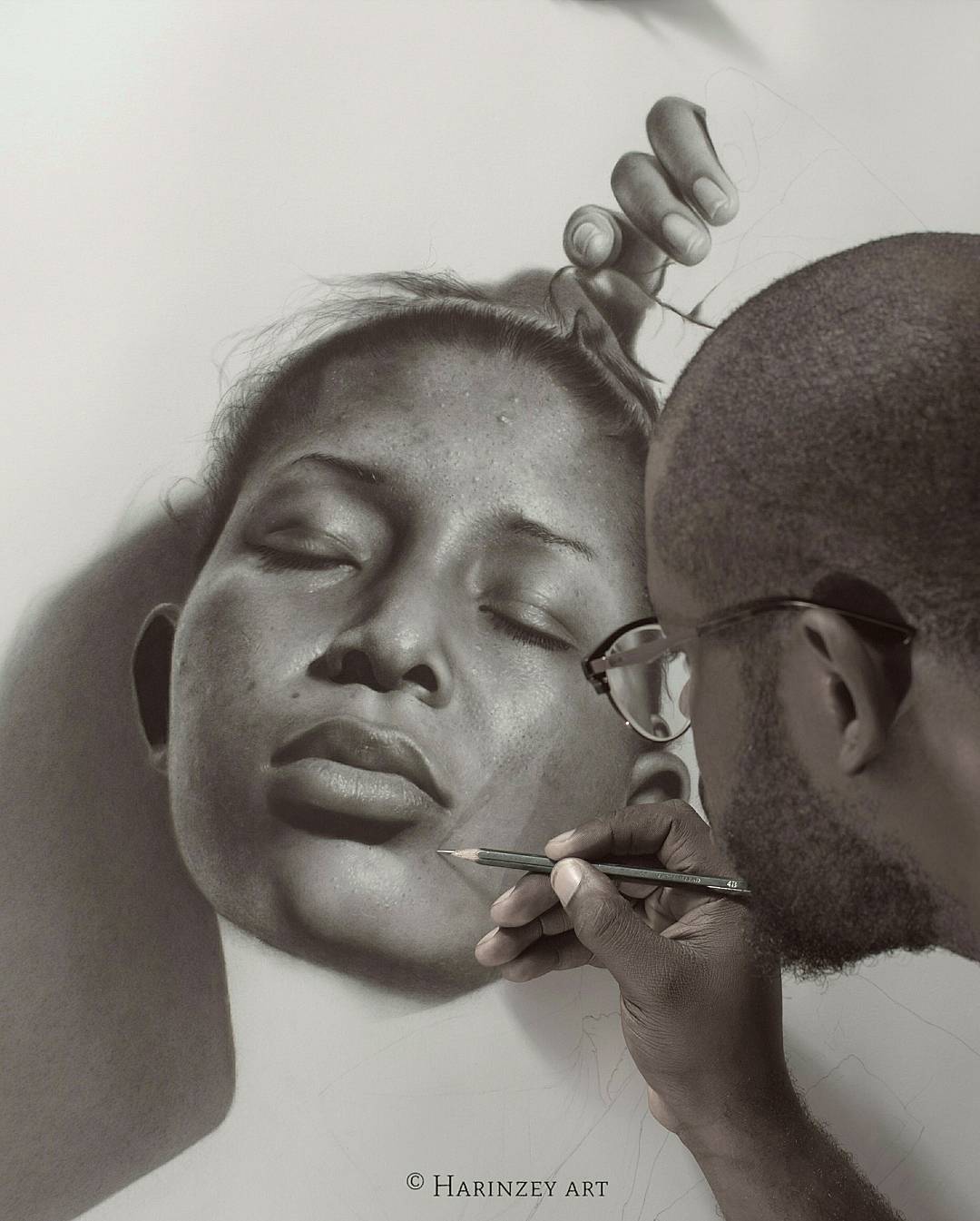 Hyperrealistic Black And White Pencil Drawings Of Arinze Stanley (2)