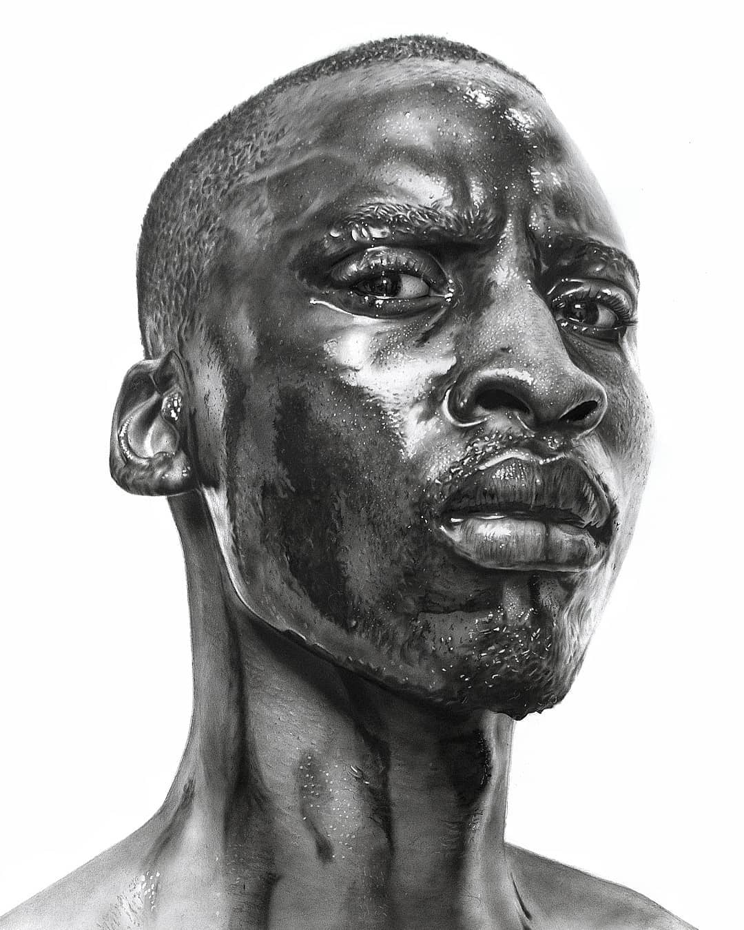 Hyperrealistic Black And White Pencil Drawings Of Arinze Stanley (4)