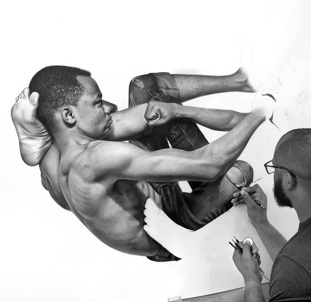 Hyperrealistic Black And White Pencil Drawings Of Arinze Stanley (5)