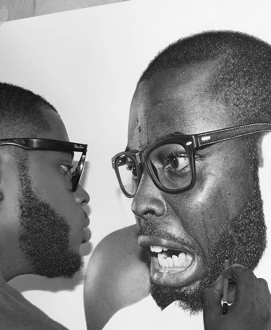 Hyperrealistic Black And White Pencil Drawings Of Arinze Stanley (6)